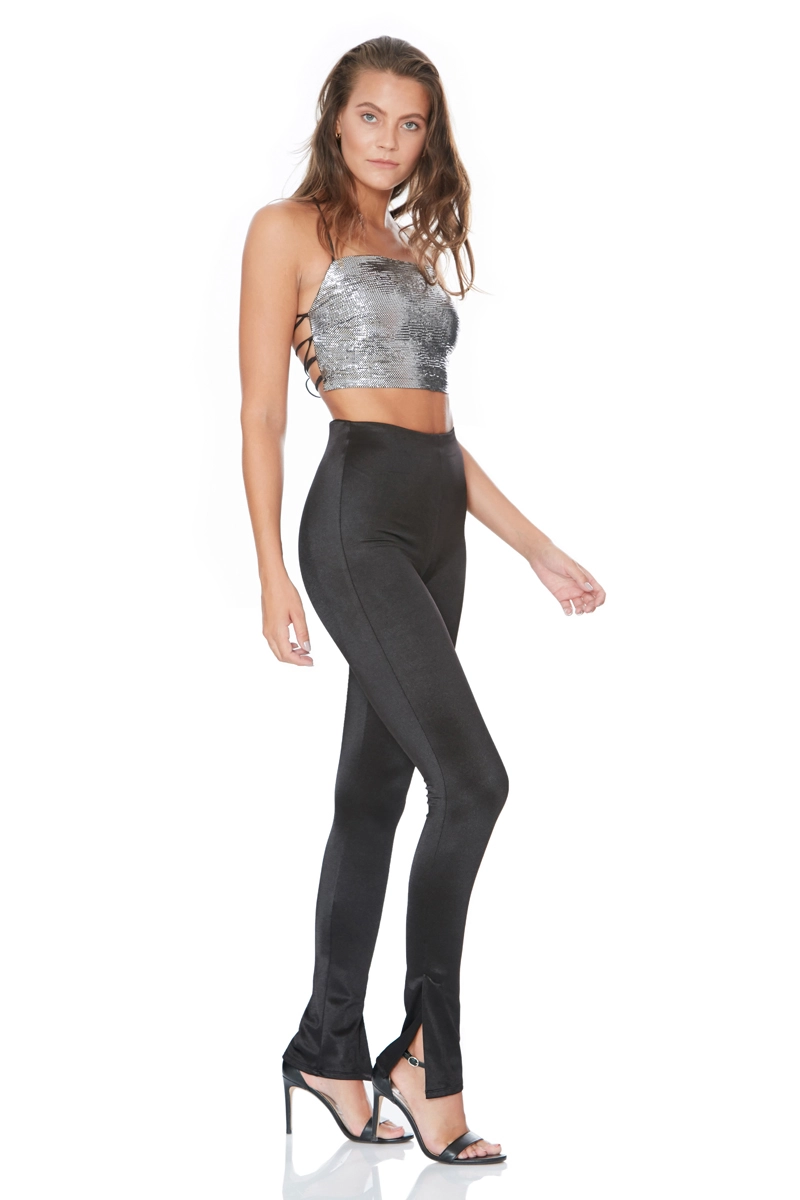 Silver Knitted Sleeveless Blouse