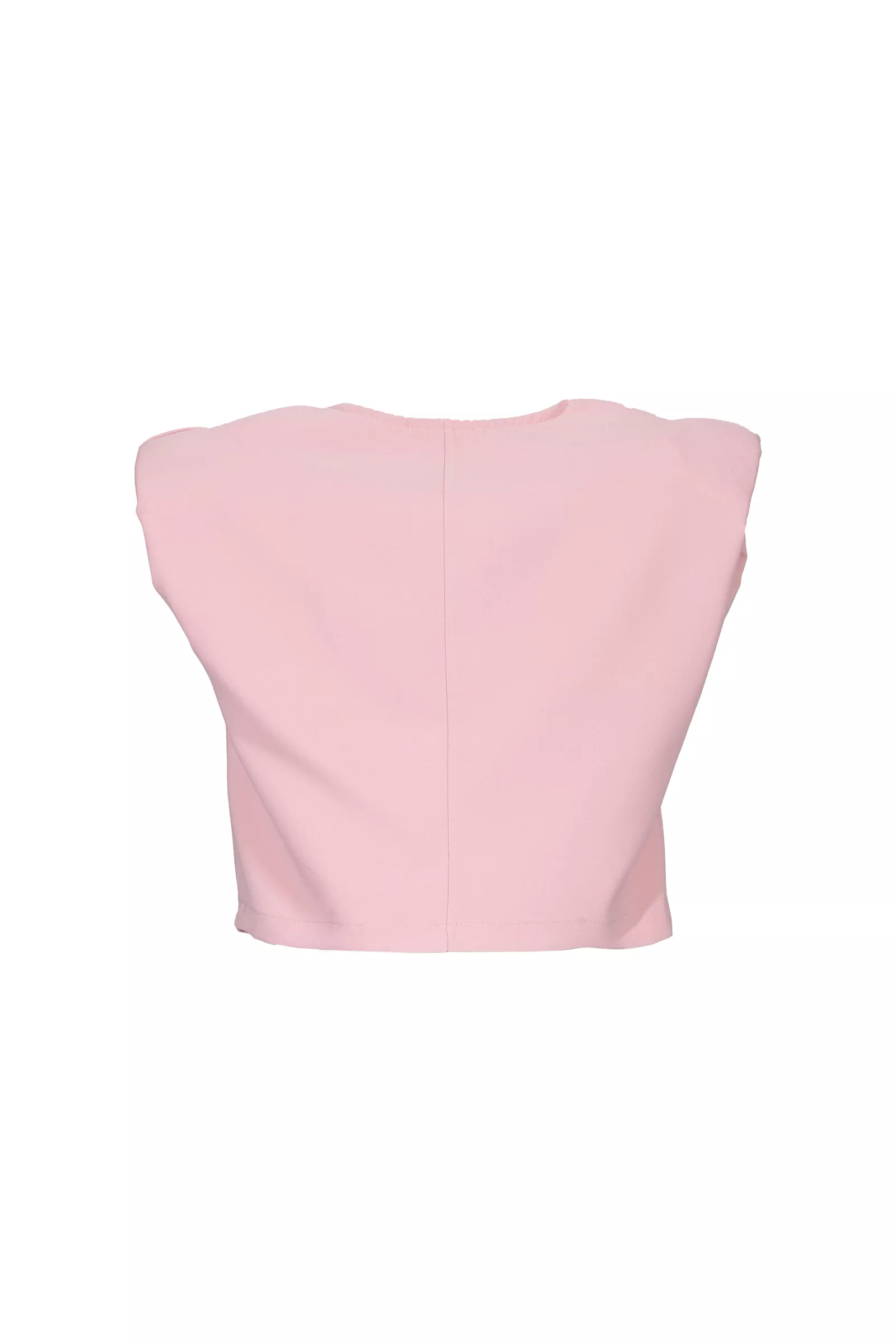 Blush Crepe Sleeveless Crop Top