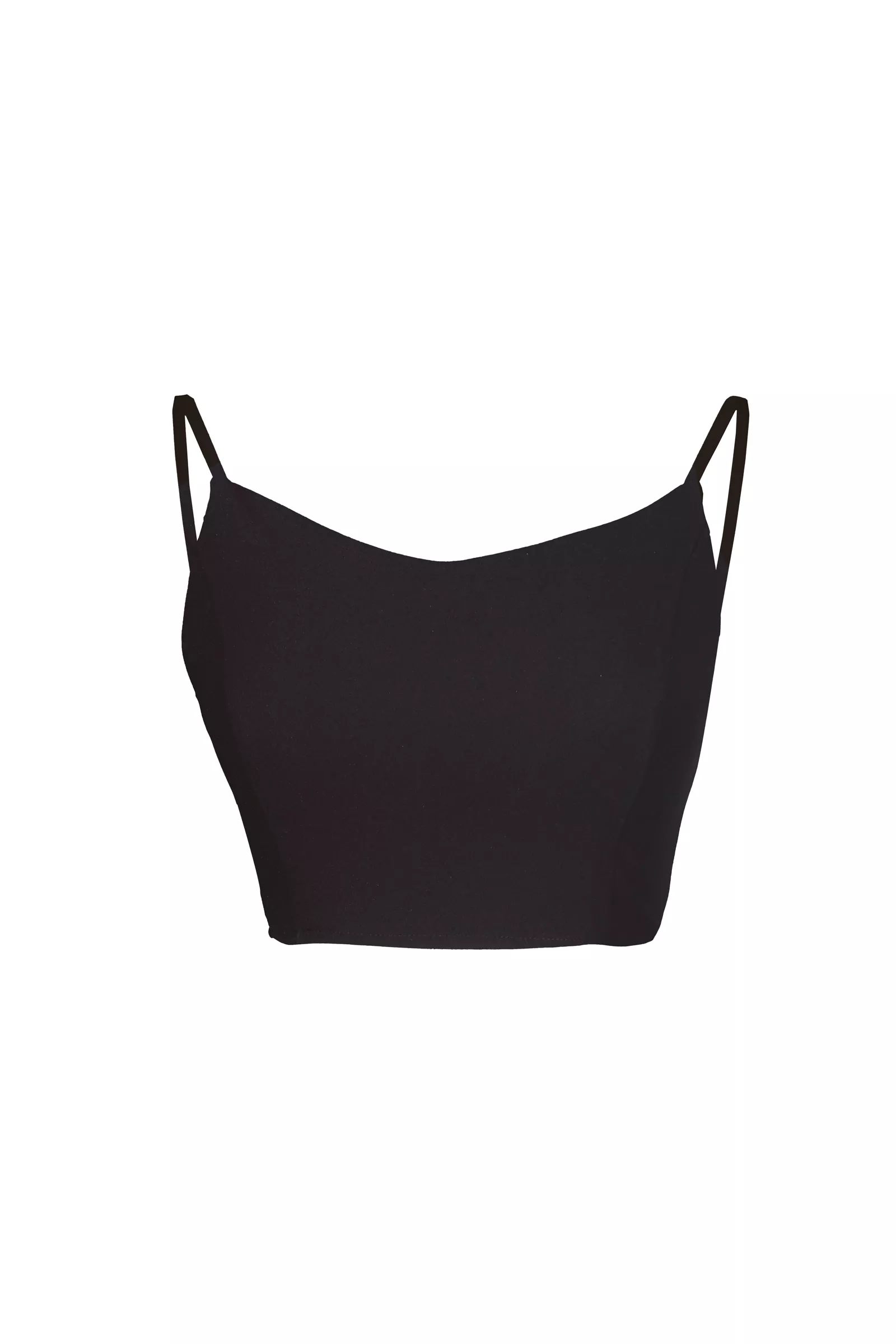Black Crepe Sleeveless Crop Top