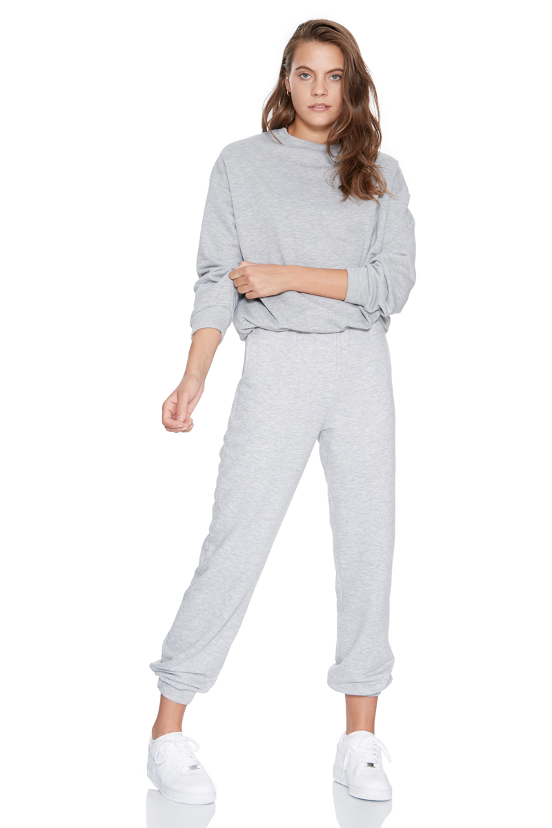 Grey Woven Long Sleeve Sweatshirt