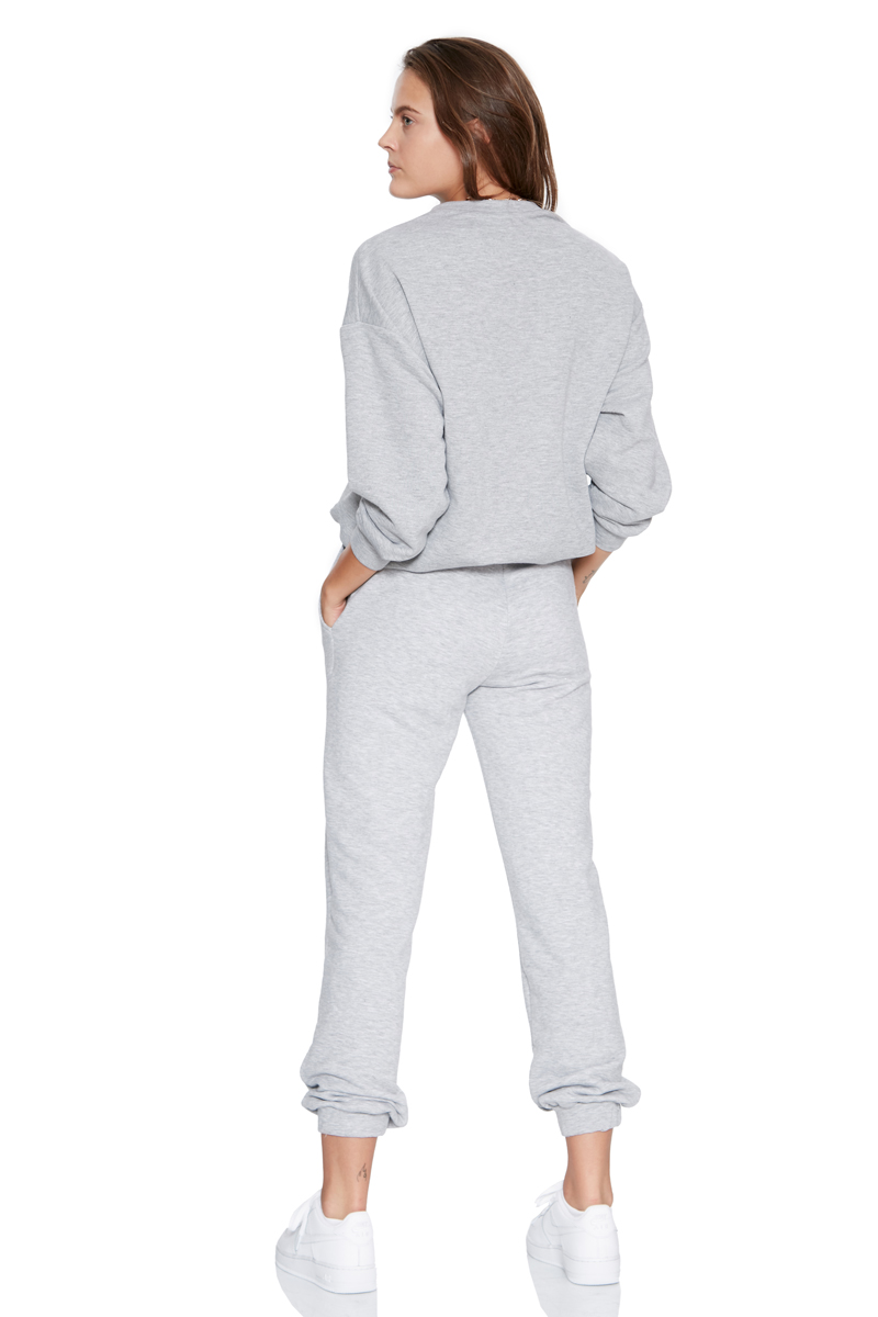 Grey Woven Long Sleeve Sweatshirt