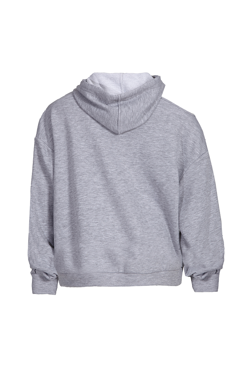Grey Woven Long Sleeve Sweatshirt