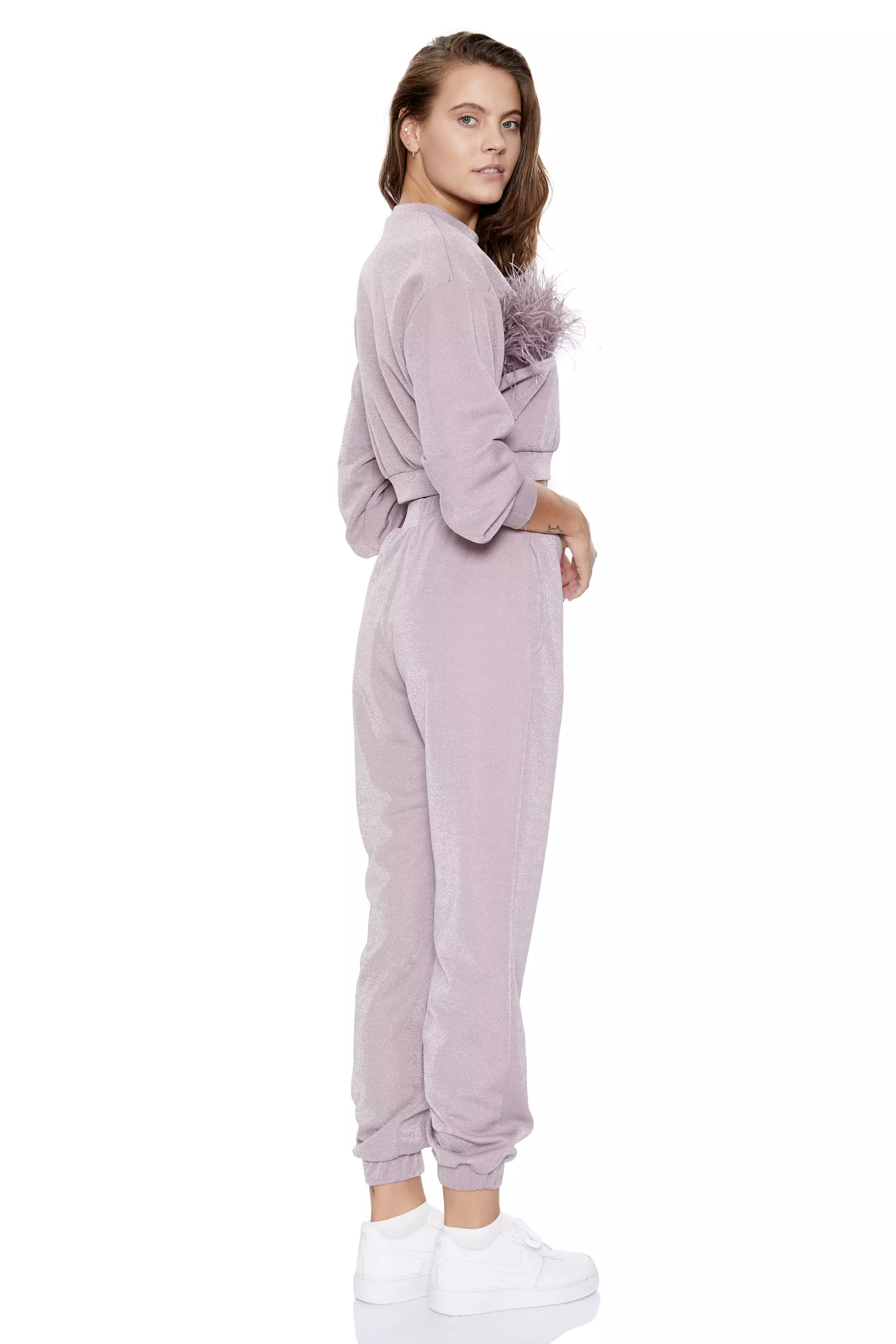 Lilac Woven Long Sleeve Sweatshirt
