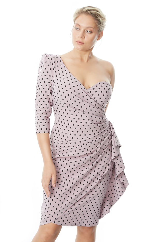 Printed Plus Size Crepe One Arm Mini Dress