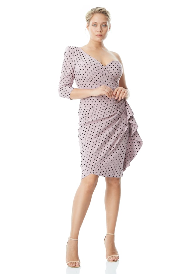 Printed Plus Size Crepe One Arm Mini Dress