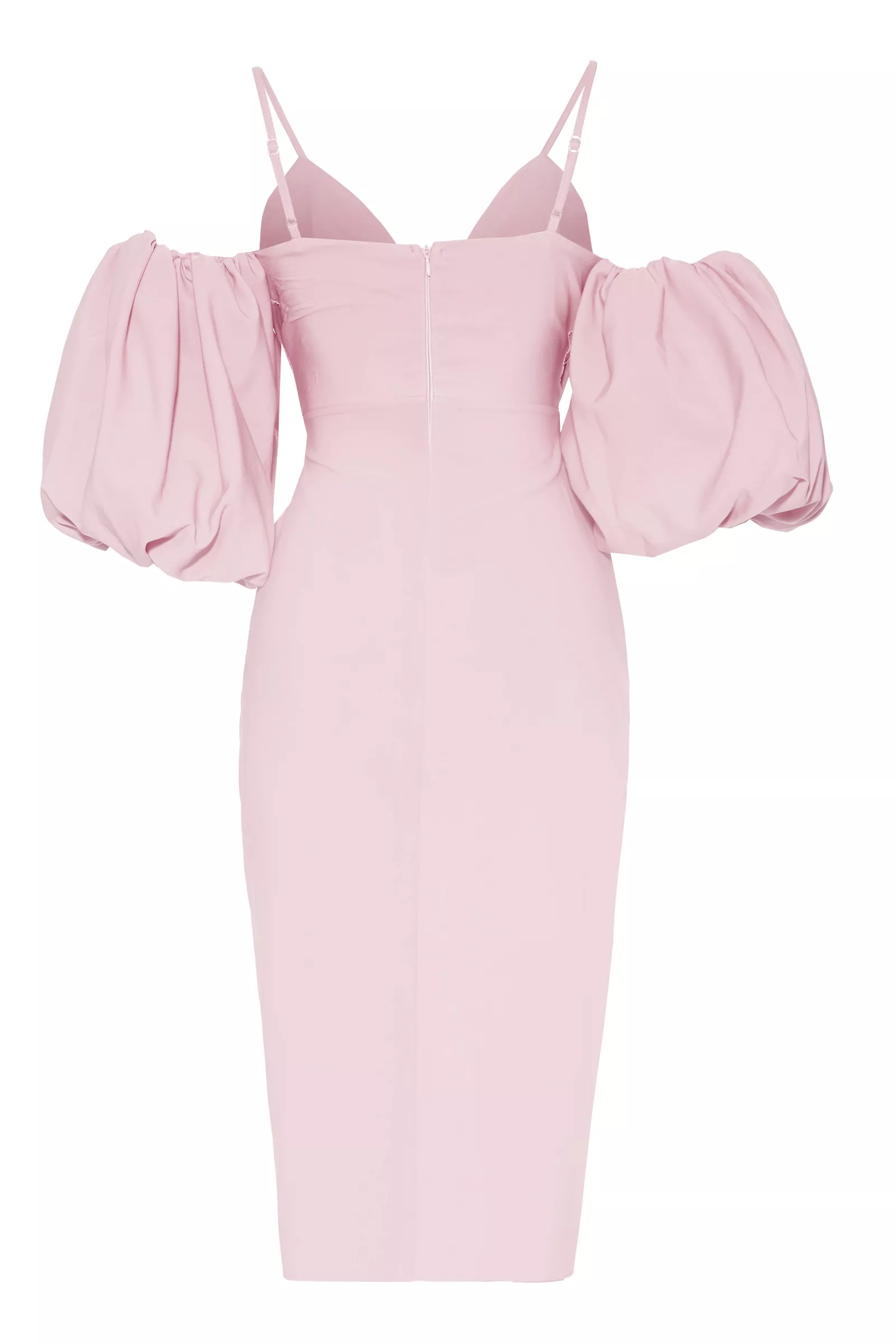 Blush Crepe Short Sleeve Midi Dress