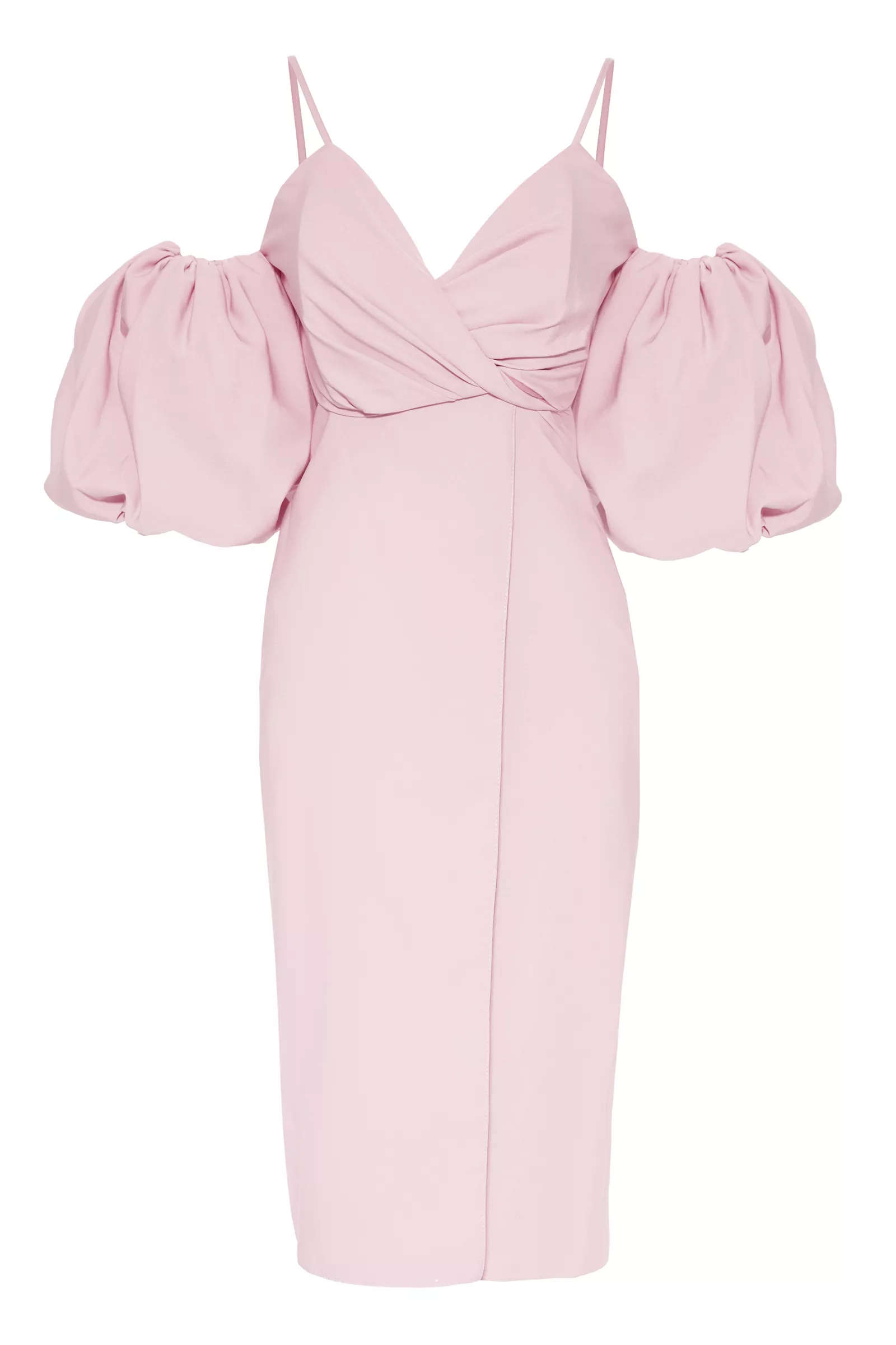 Blush Crepe Short Sleeve Midi Dress