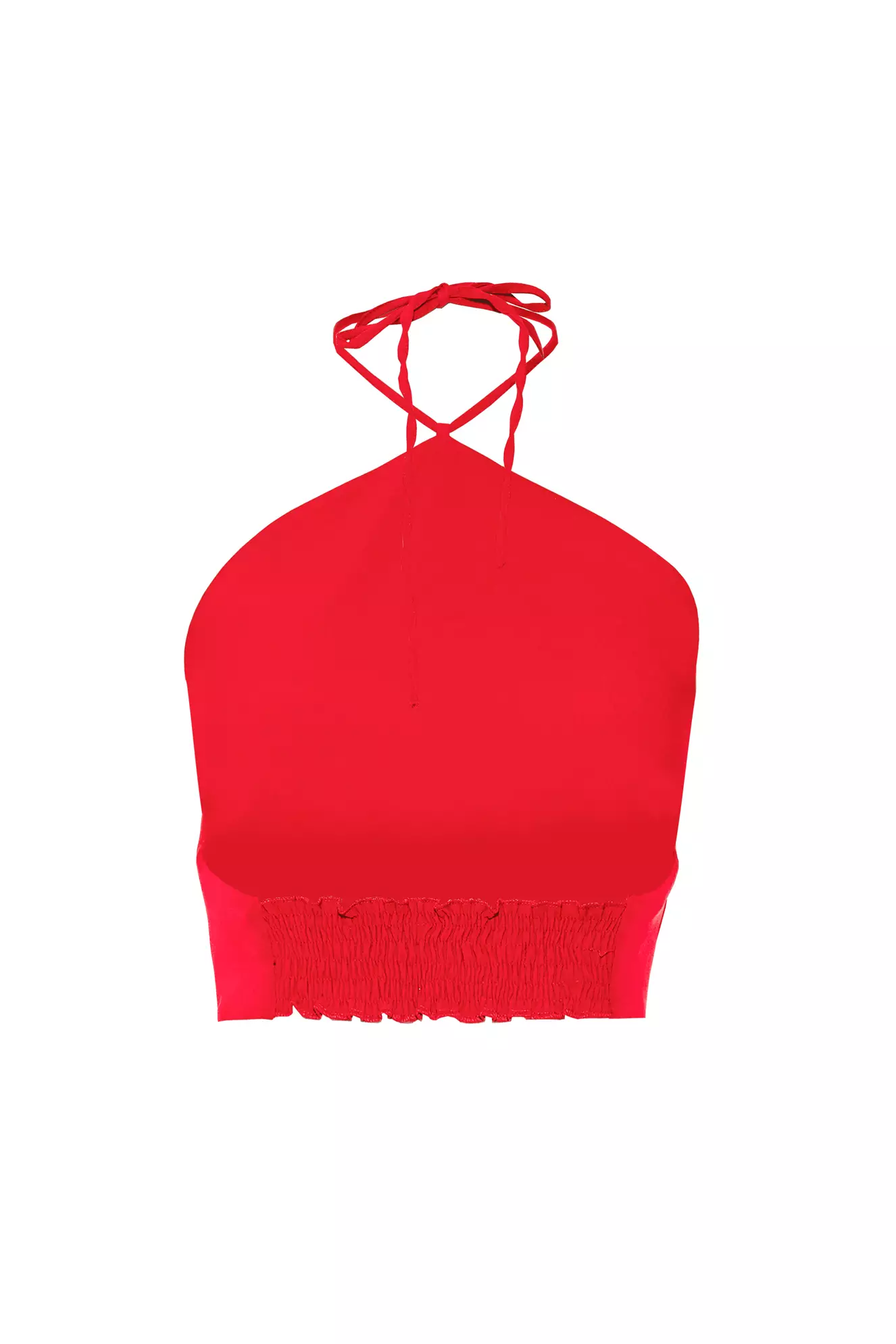 Red Crepe Sleeveless Crop Top