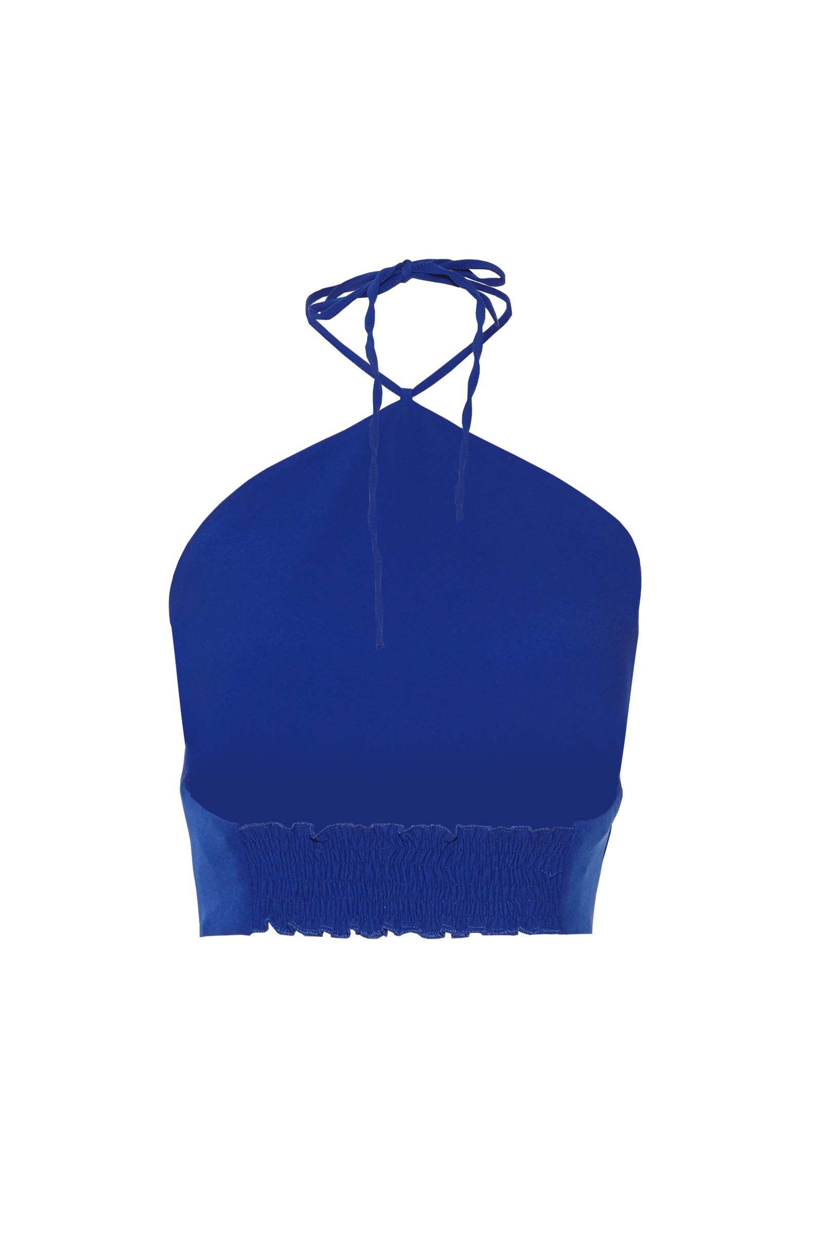 Blue Crepe Sleeveless Crop Top