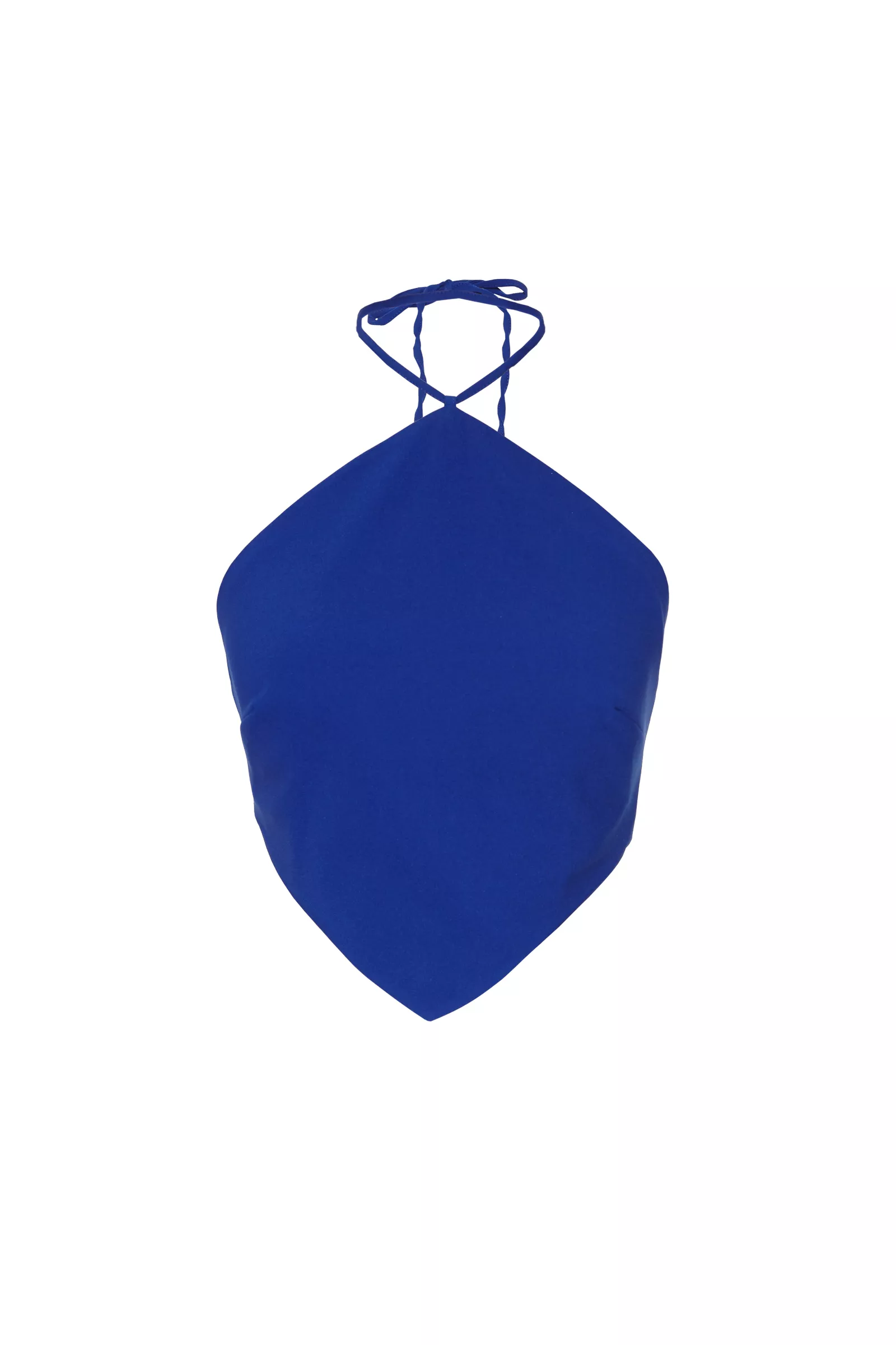 Blue Crepe Sleeveless Crop Top