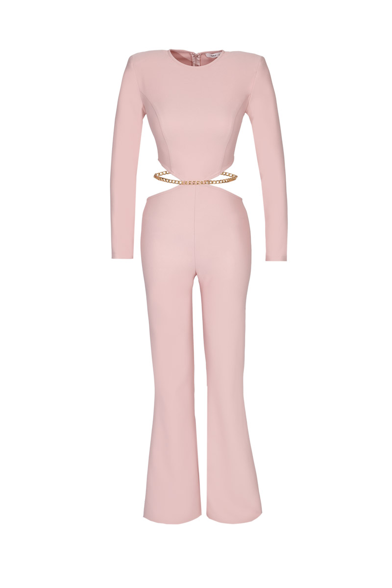 Powder Knitted Long Sleeve Maxi Tulum