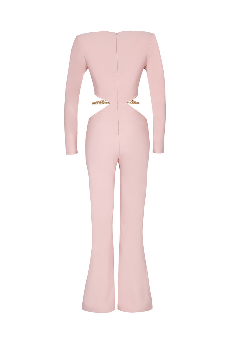 Powder Knitted Long Sleeve Maxi Tulum