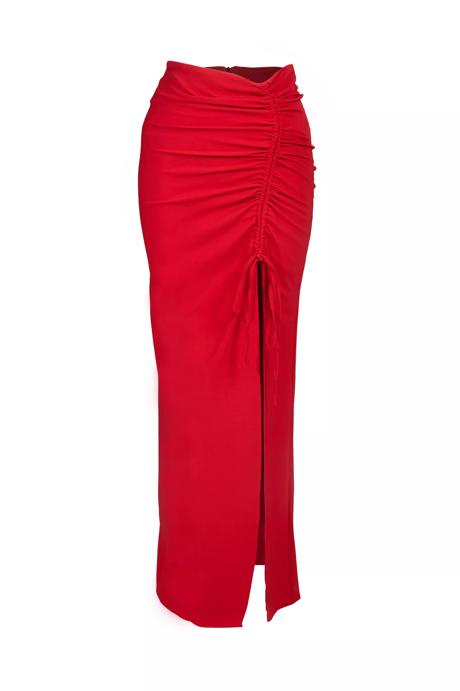 Red Crepe Mini Skirt