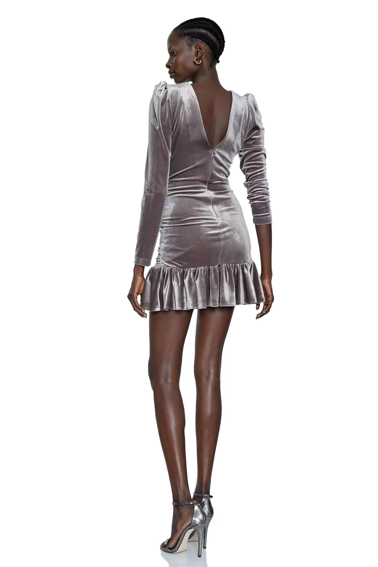 Mink Velvet Long Sleeve Mini Dress