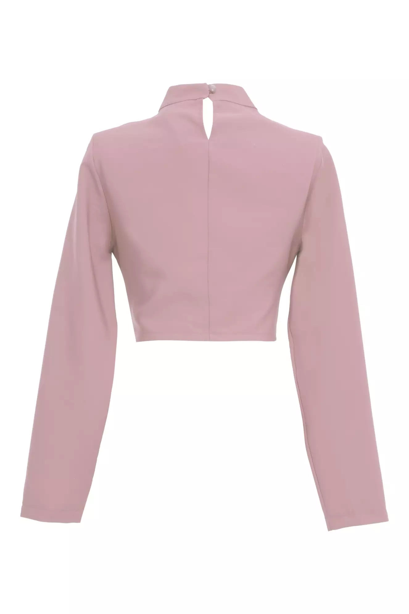 Blush Crepe Long Sleeve Crop Top