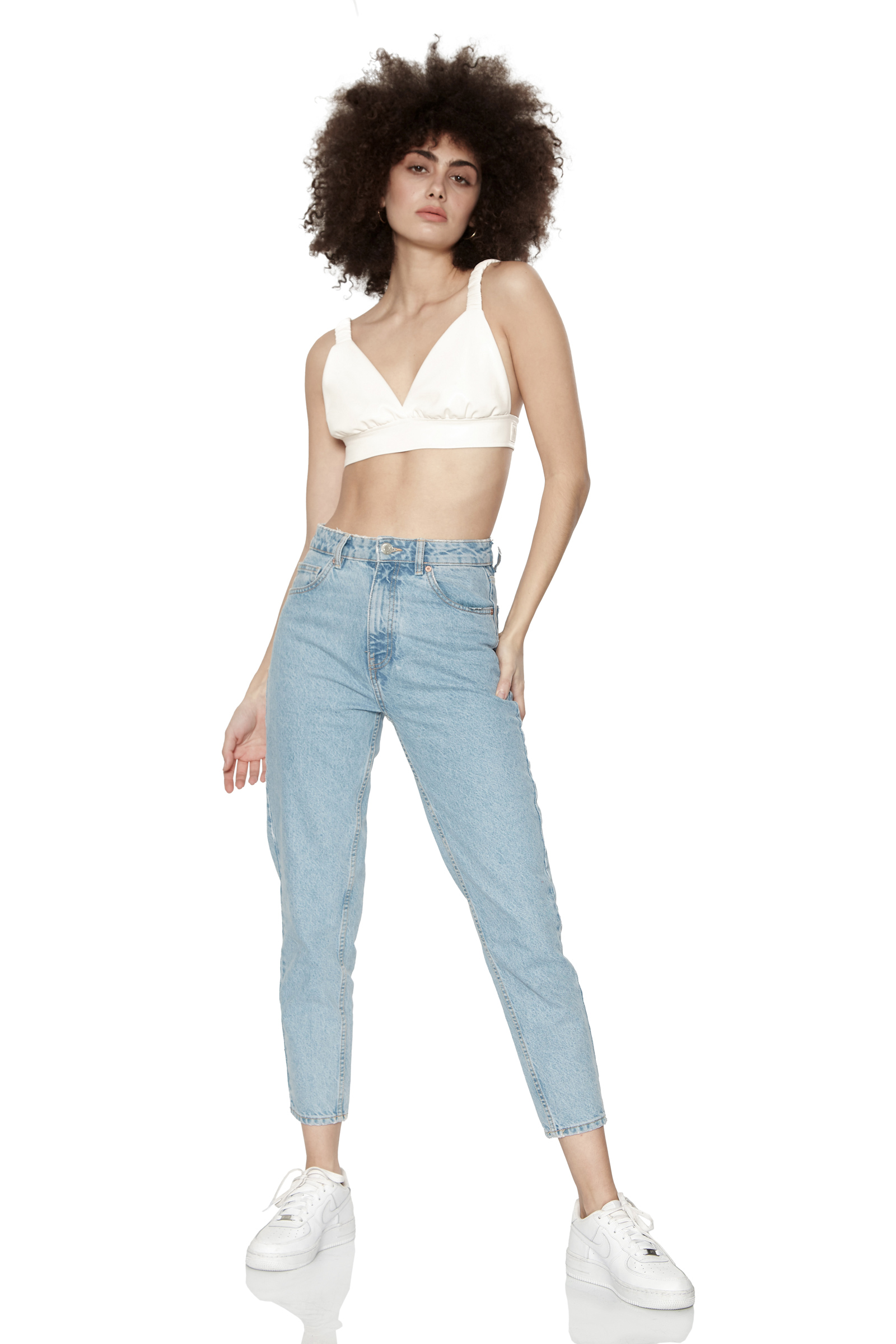 White Leather Sleeveless Crop Top