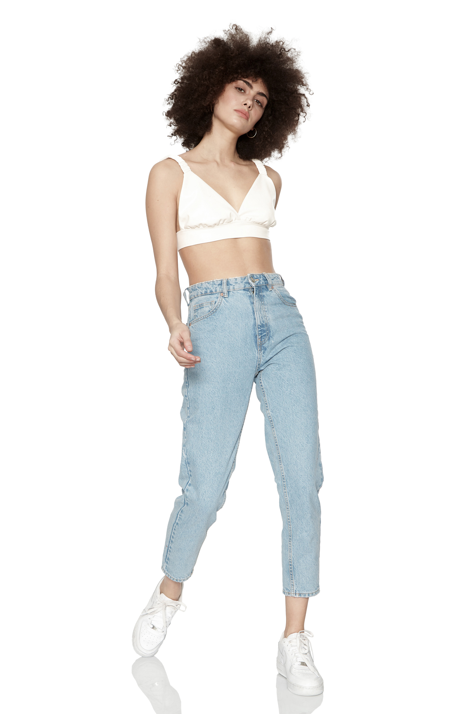 White Leather Sleeveless Crop Top