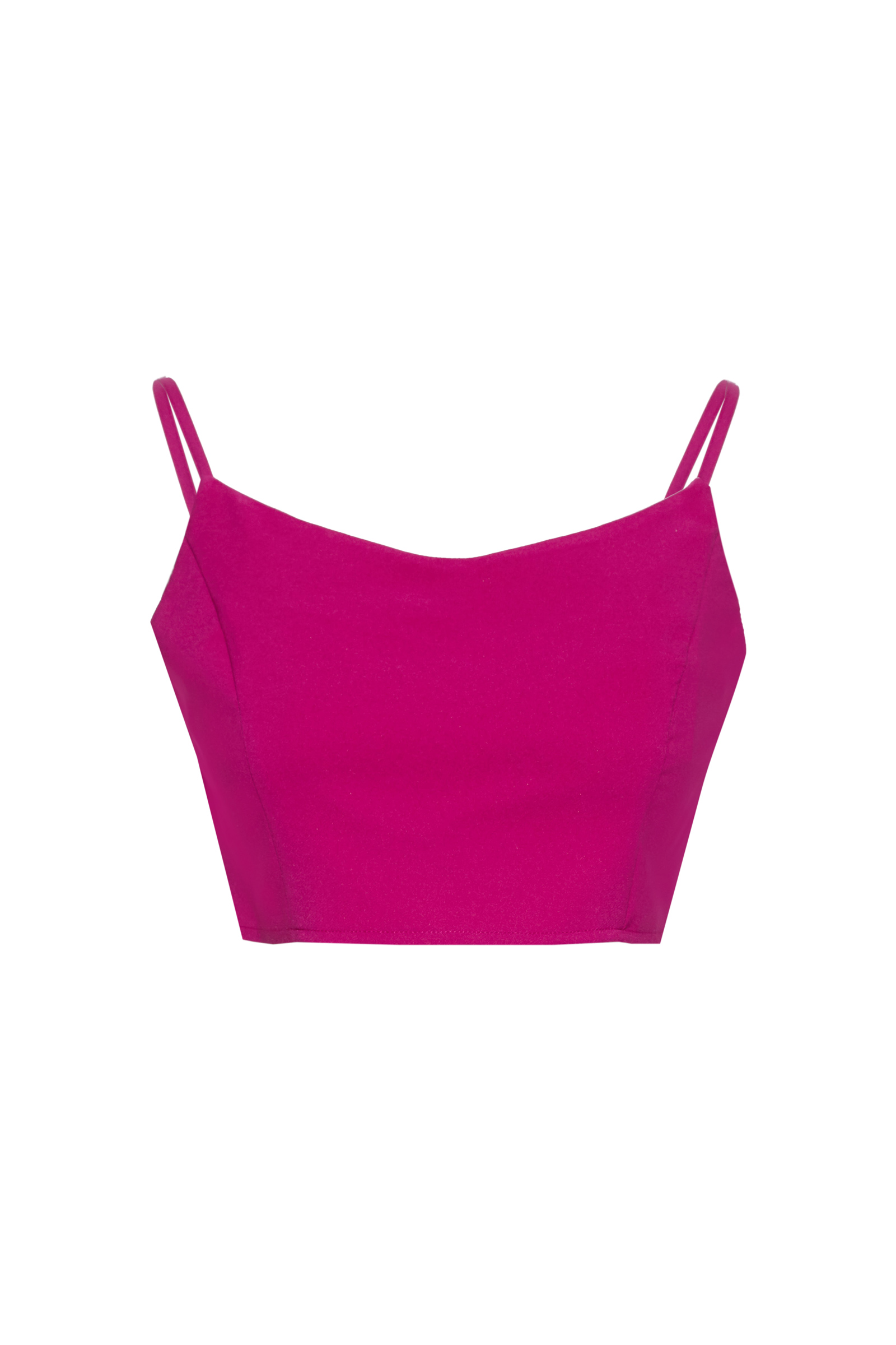 Fuchsia Crepe Sleeveless Crop Top