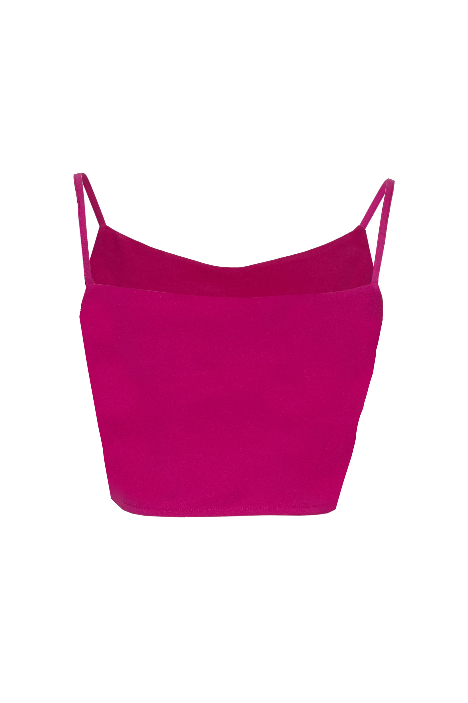 Fuchsia Crepe Sleeveless Crop Top