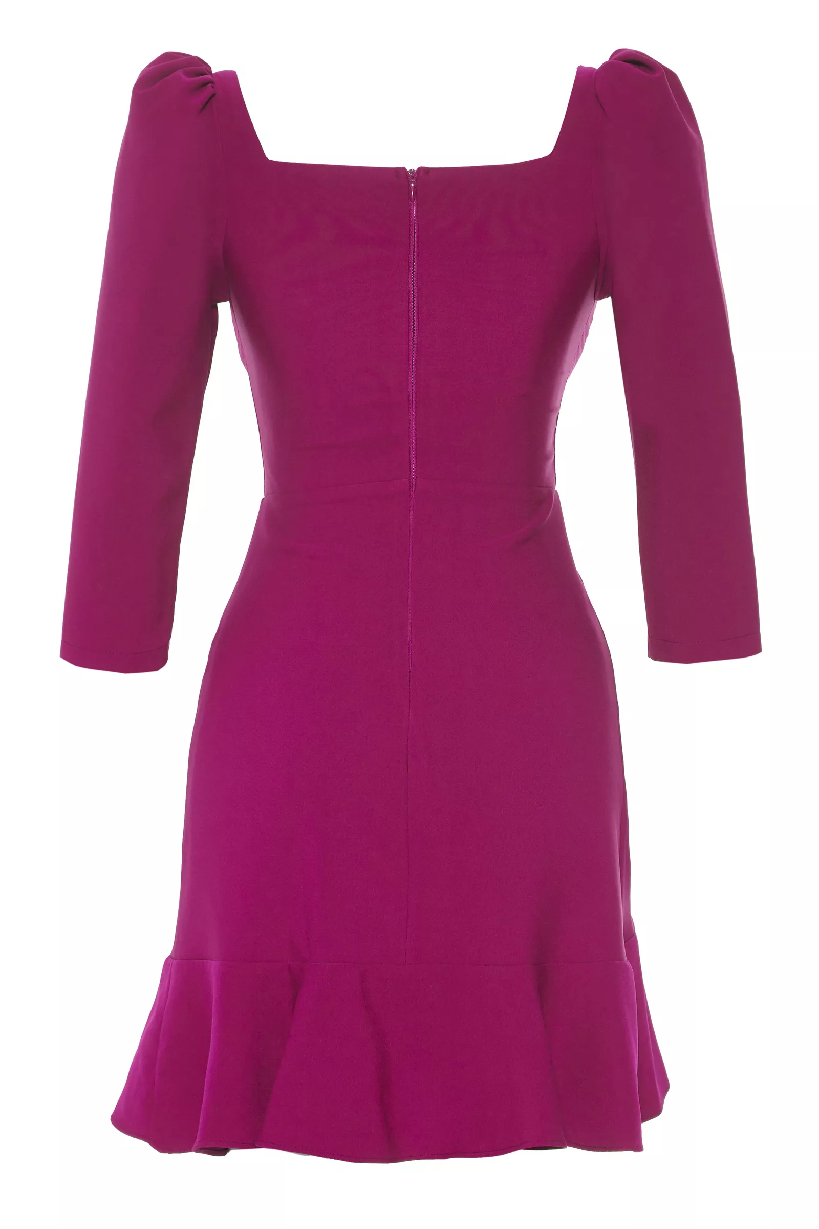 Fuchsia Crepe 3/4 Sleeve Mini Dress
