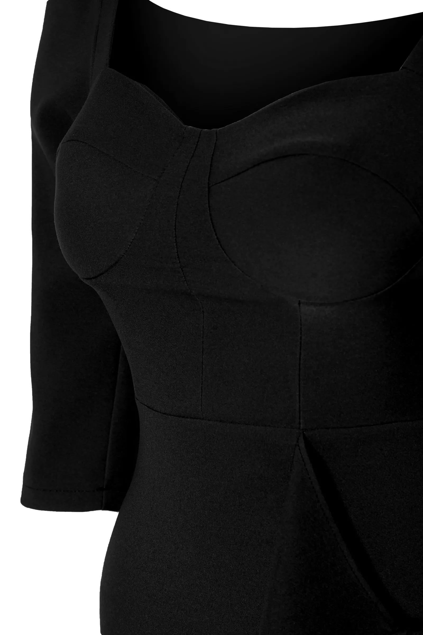 Black crepe 3/4 sleeve mini dress