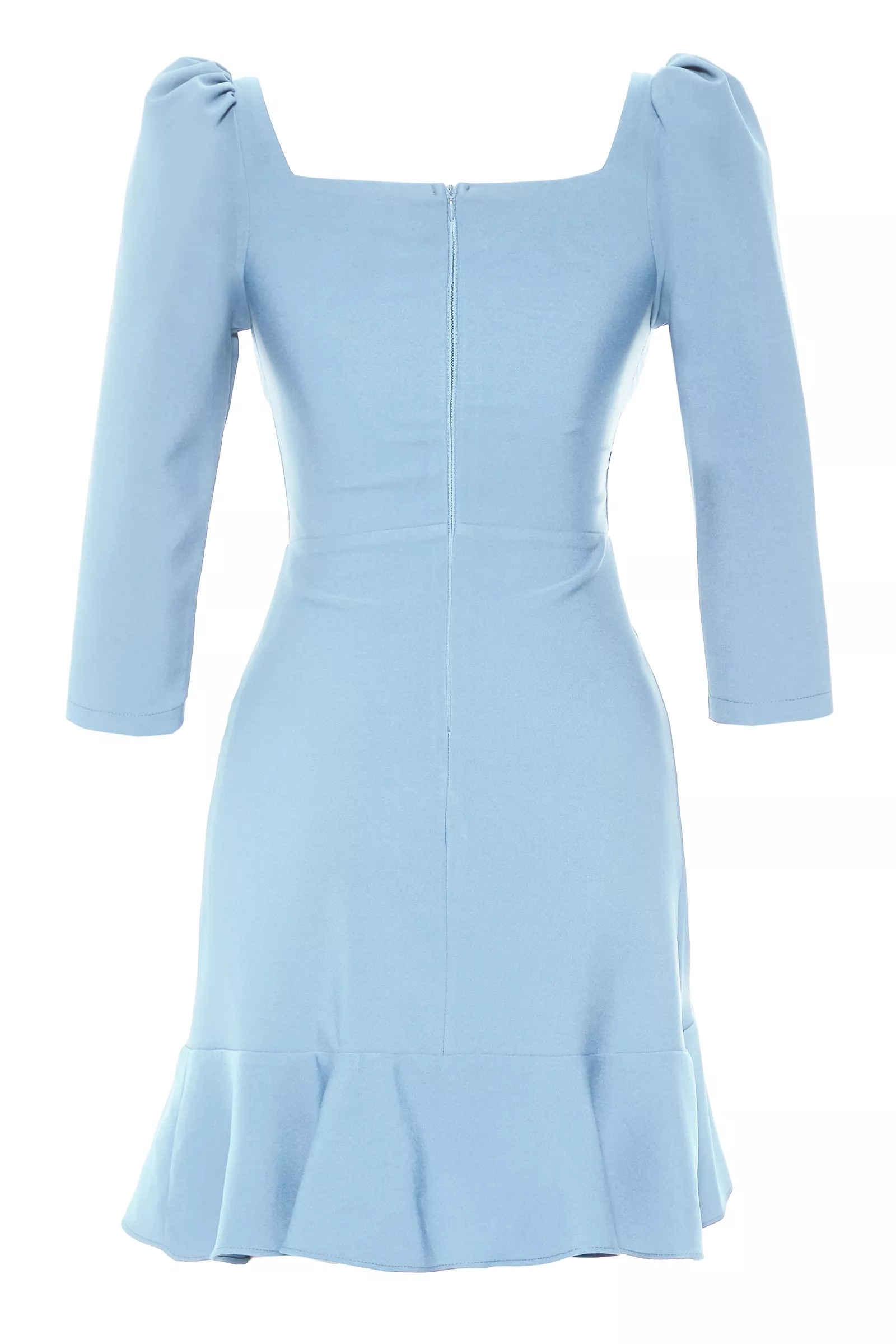 Blue Crepe 3/4 Sleeve Mini Dress
