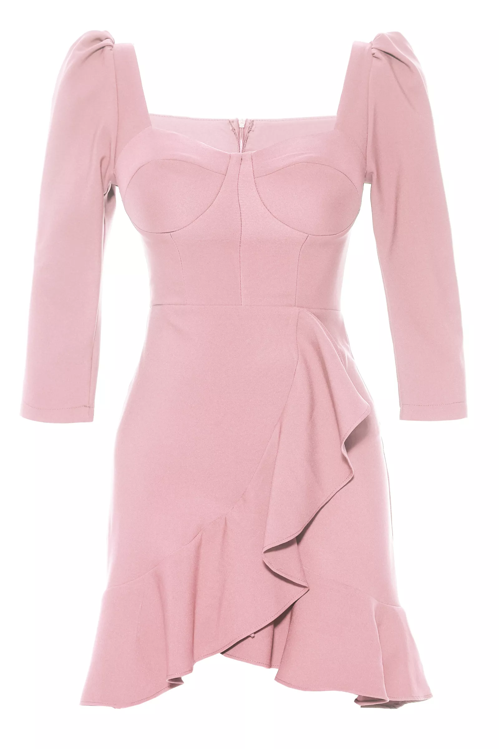 Blush Crepe 3/4 Sleeve Mini Dress