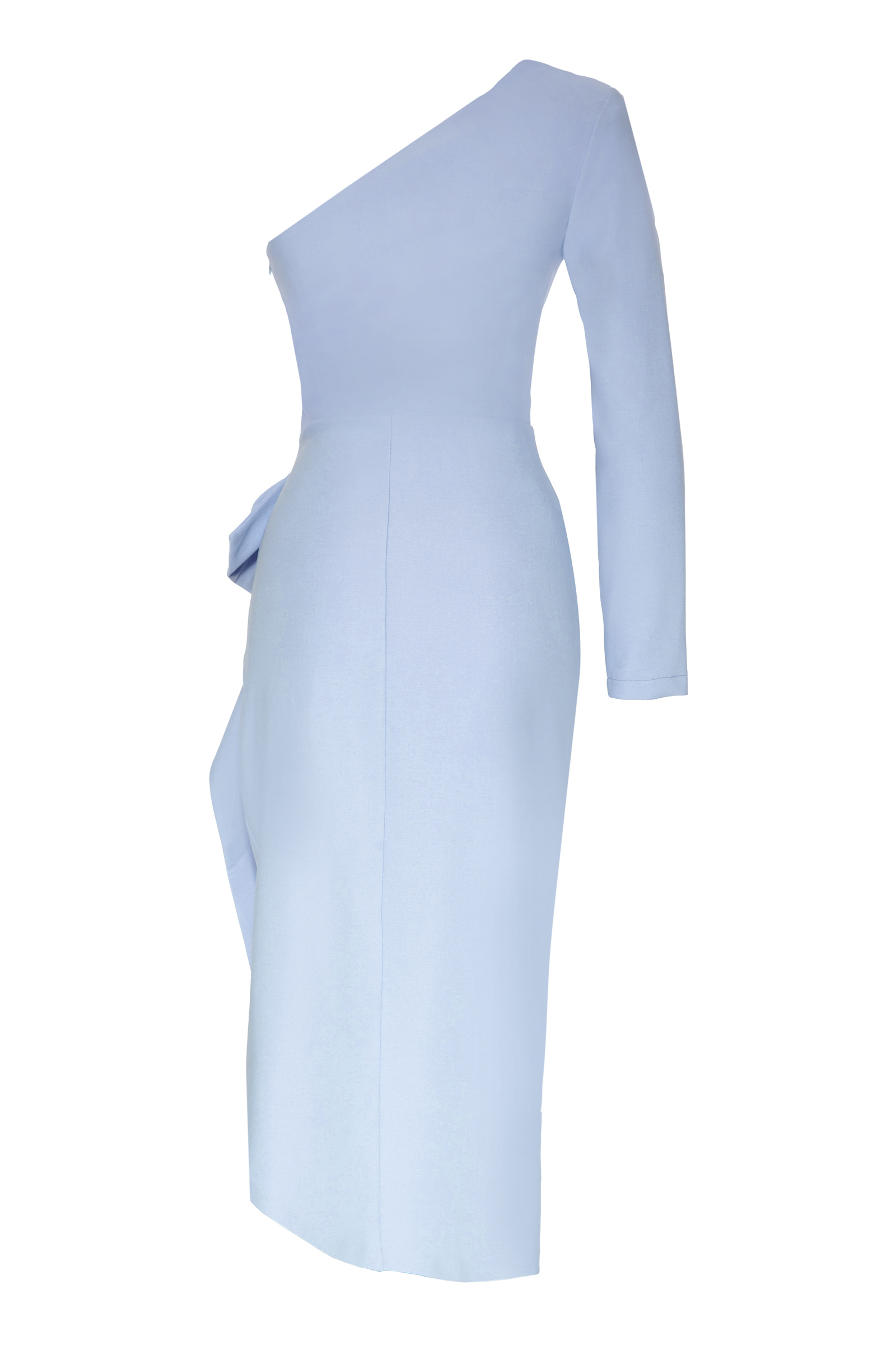 Blue Crepe Midi Dress