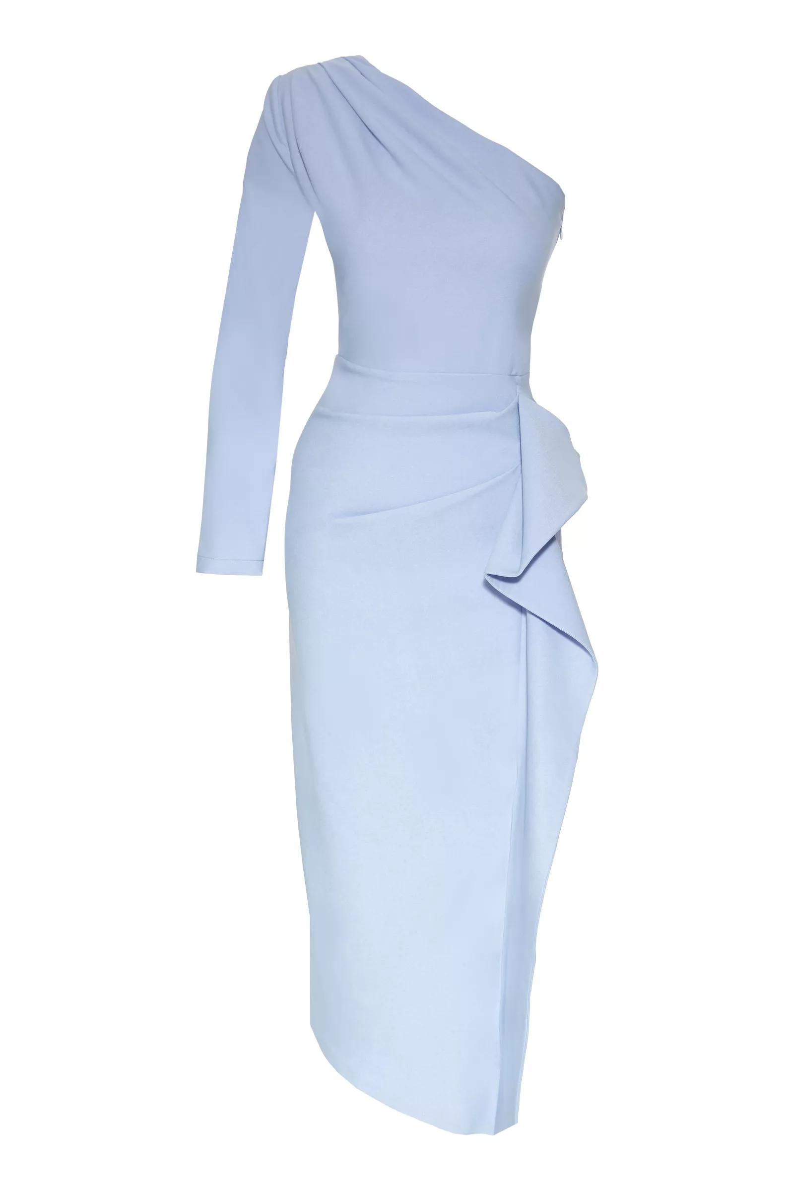 Blue Crepe Midi Dress