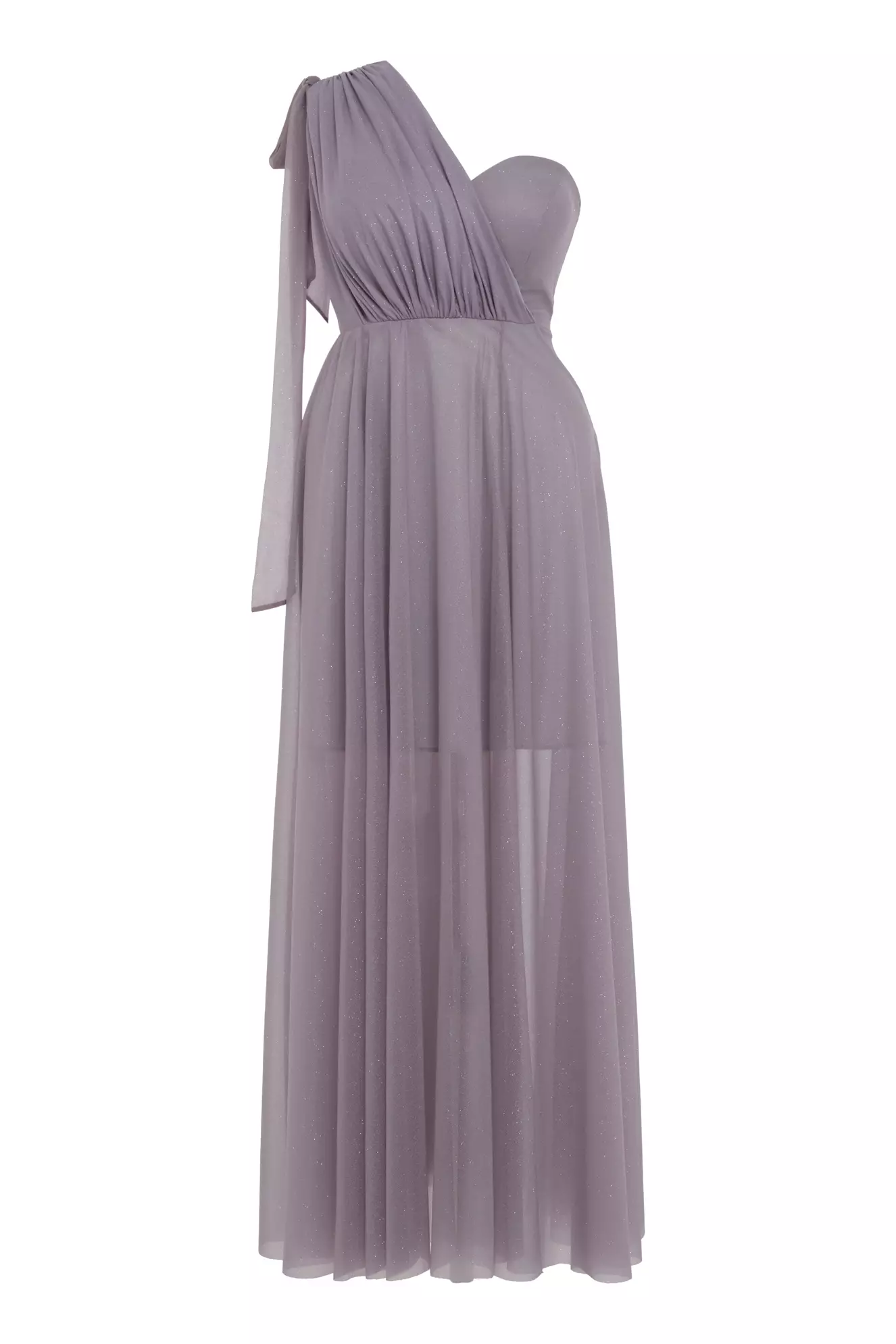 Lilac Plus Size Tulle One Arm Maxi Dress