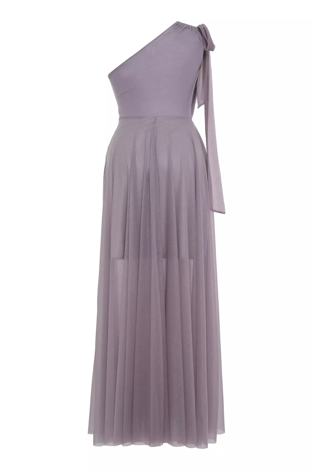 Lilac Plus Size Tulle One Arm Maxi Dress