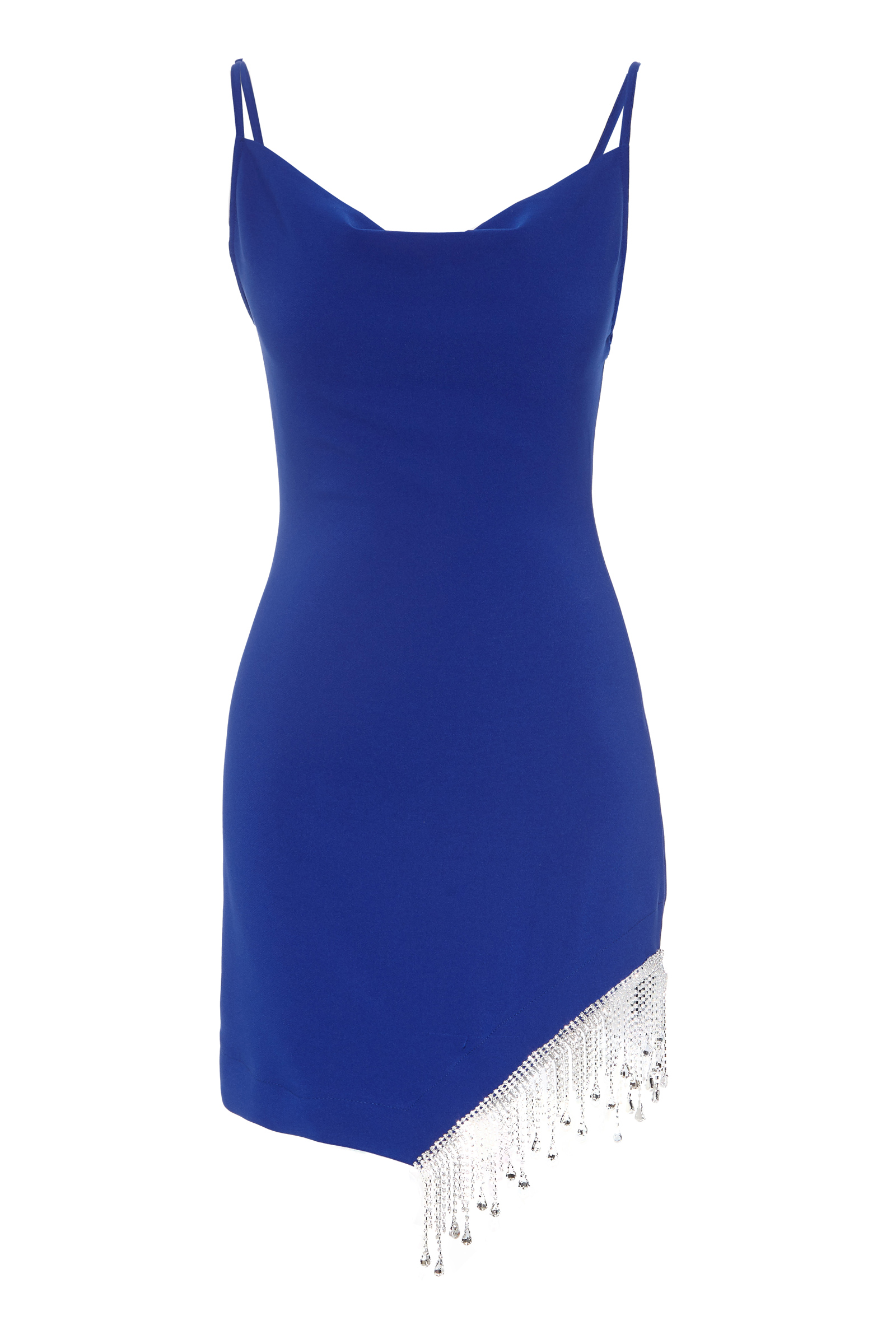 Blue Crepe Sleeveless Mini Dress