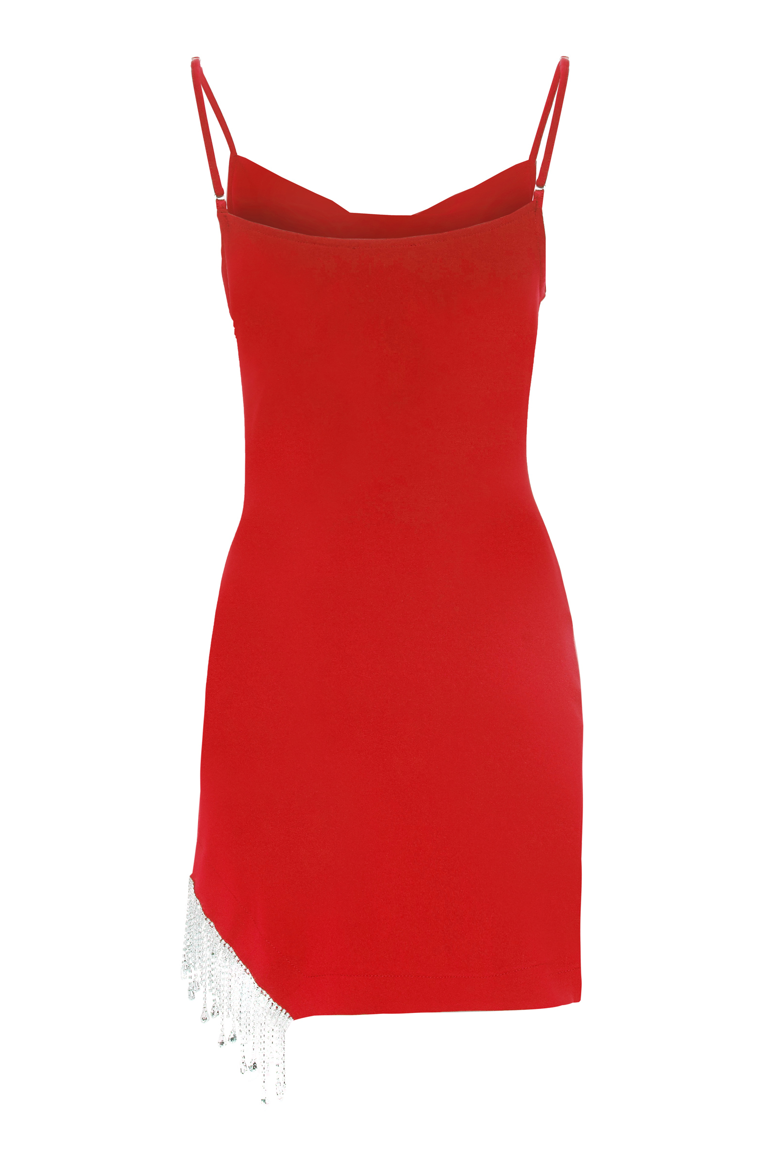 Red Crepe Sleeveless Mini Dress