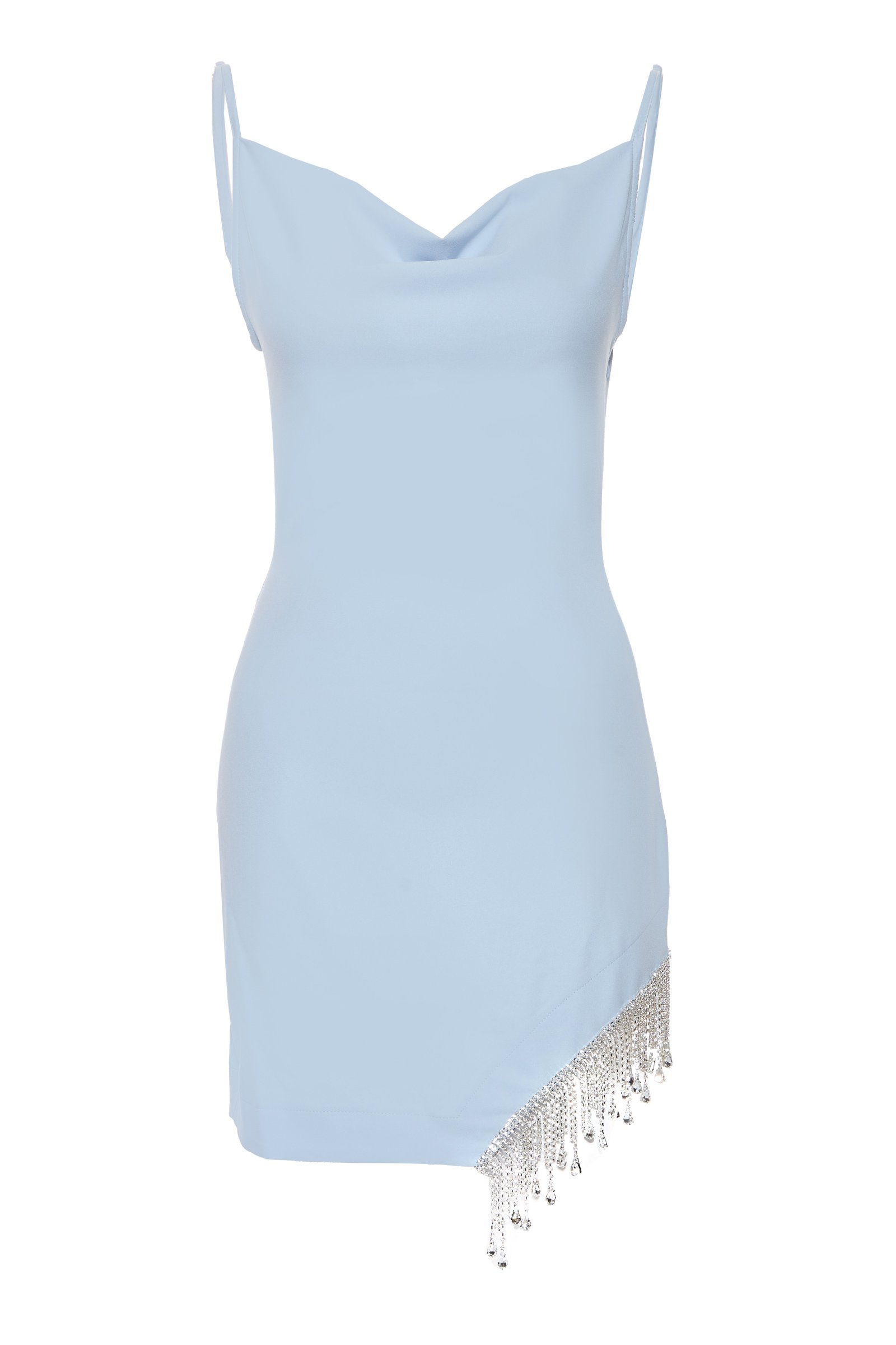 Blue Crepe Sleeveless Mini Dress