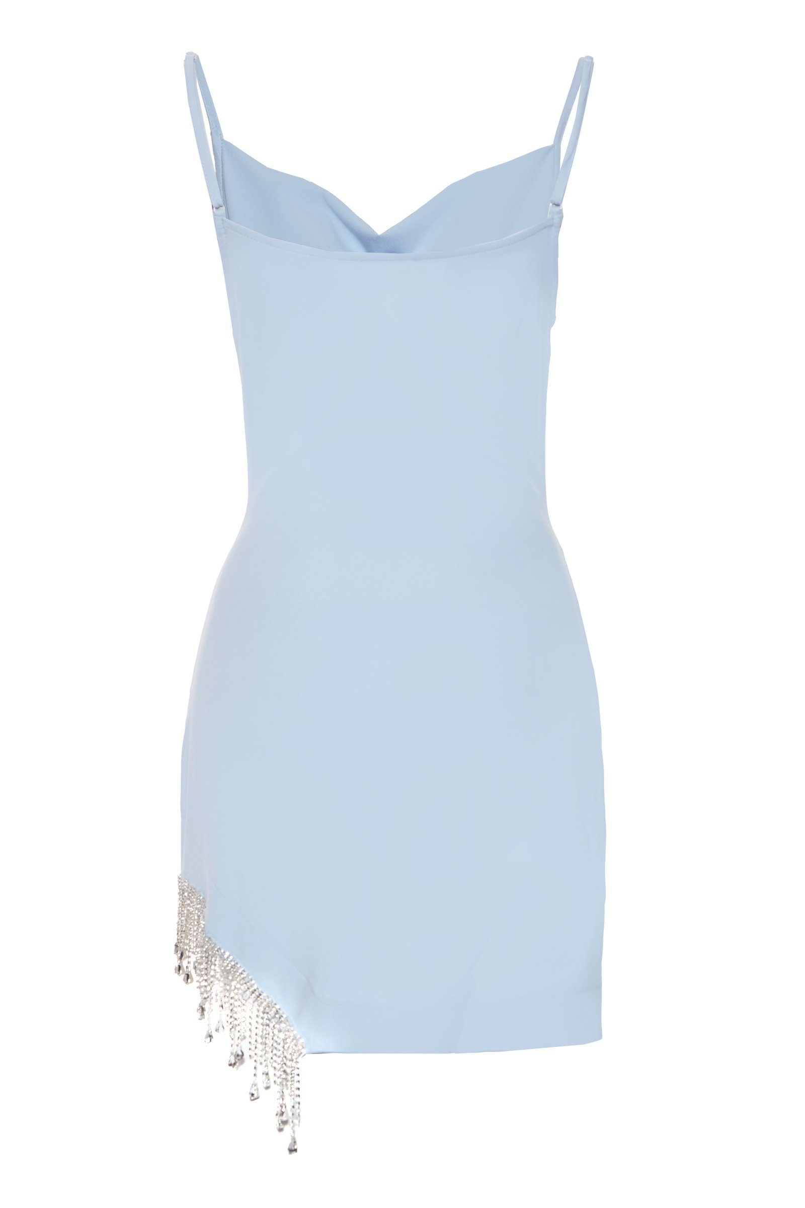 Blue Crepe Sleeveless Mini Dress