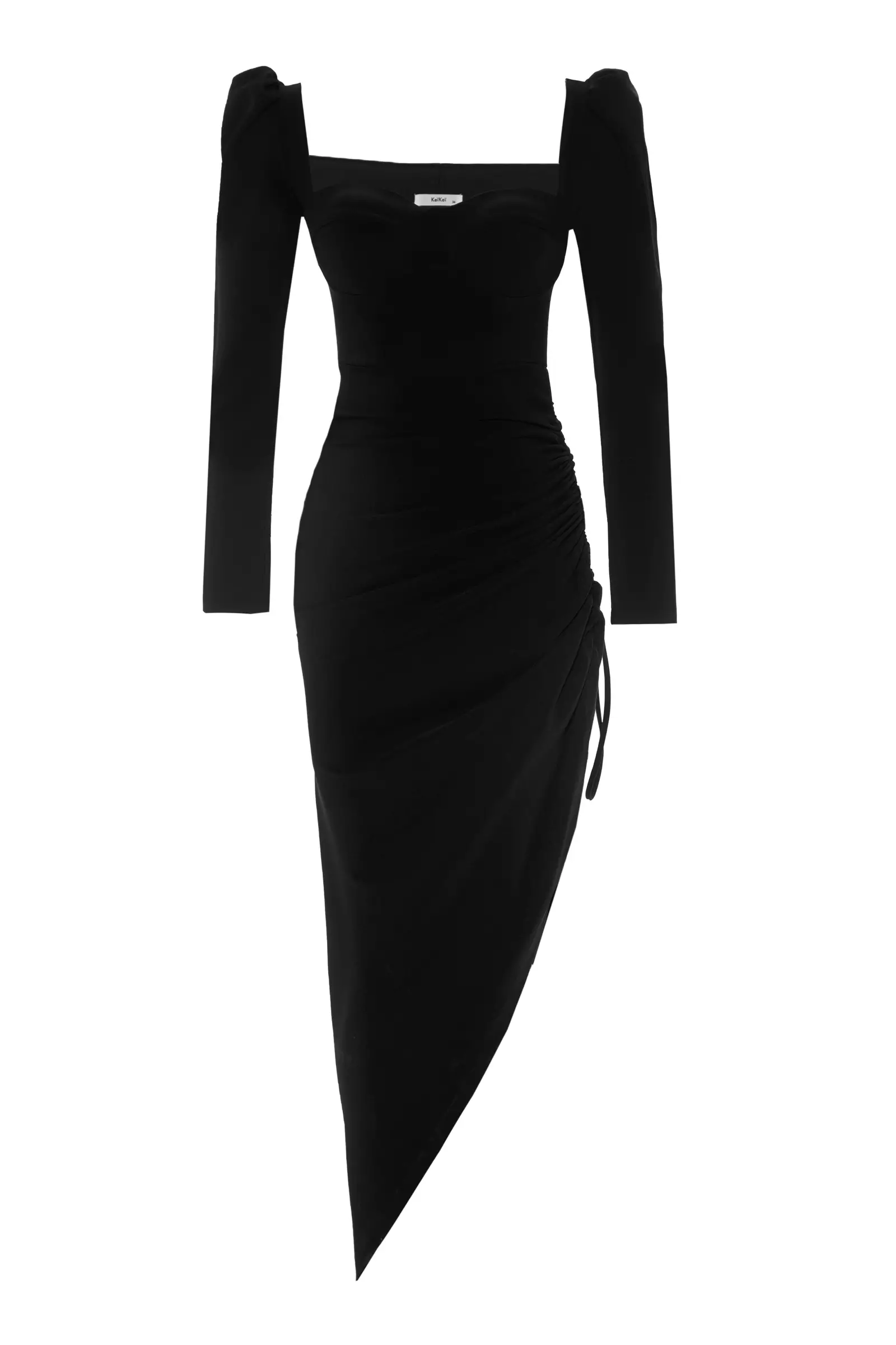 Black Crepe Long Sleeve Maxi Dress
