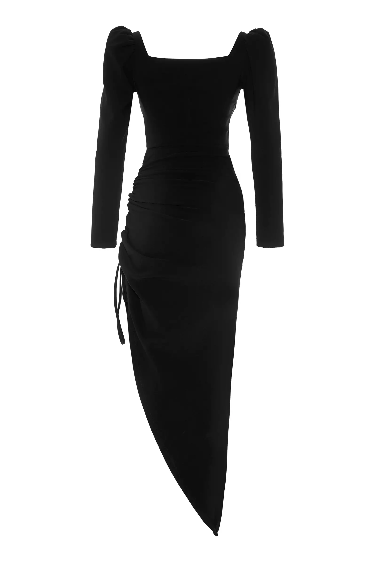 Black Crepe Long Sleeve Maxi Dress