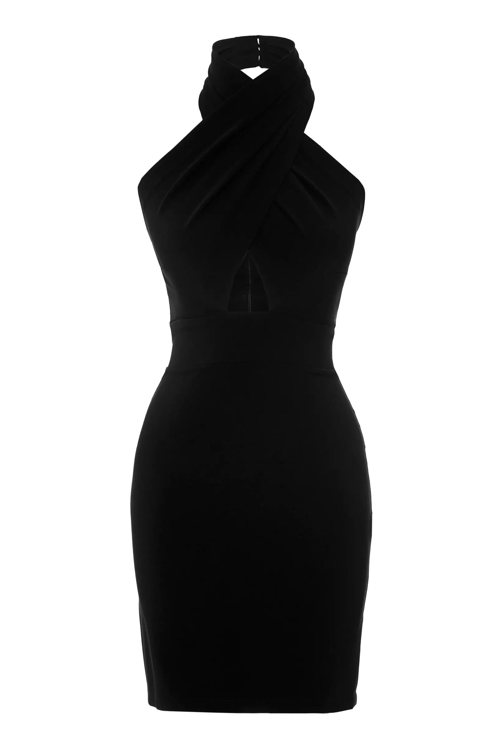 Black Crepe Sleeveless Mini Dress