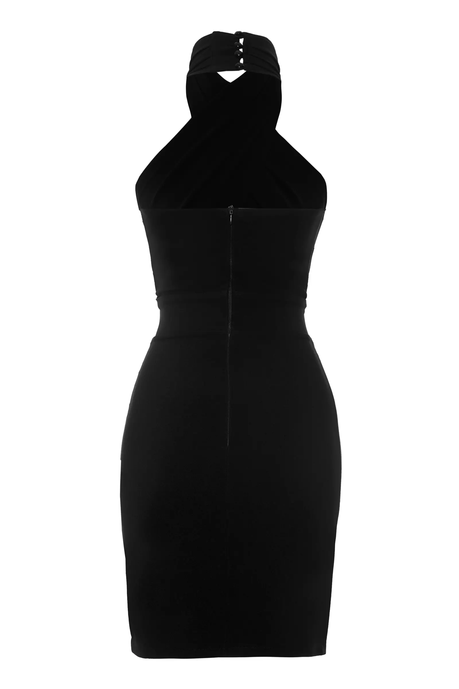 Black Crepe Sleeveless Mini Dress
