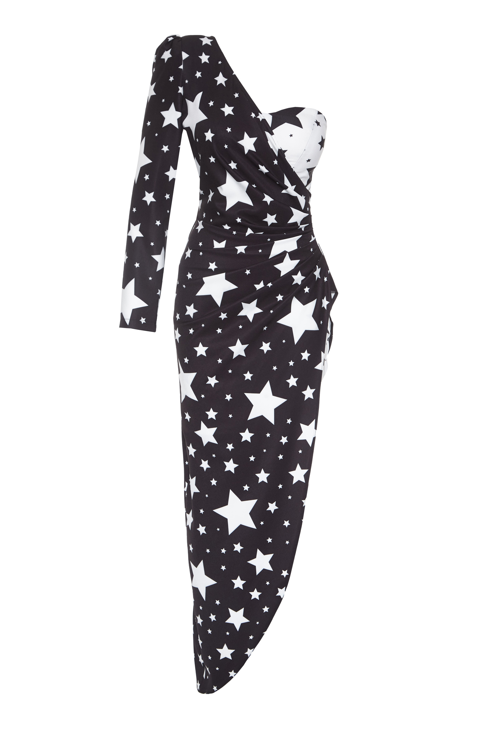 Printed Crepe One Arm Maxi Dress
