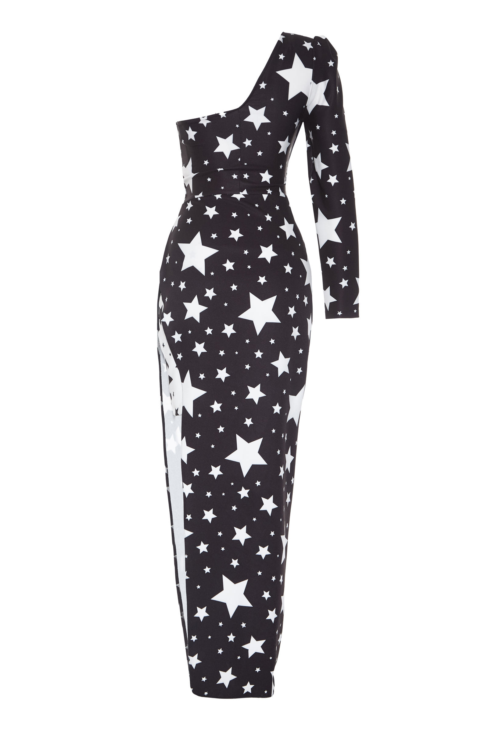 Printed Crepe One Arm Maxi Dress