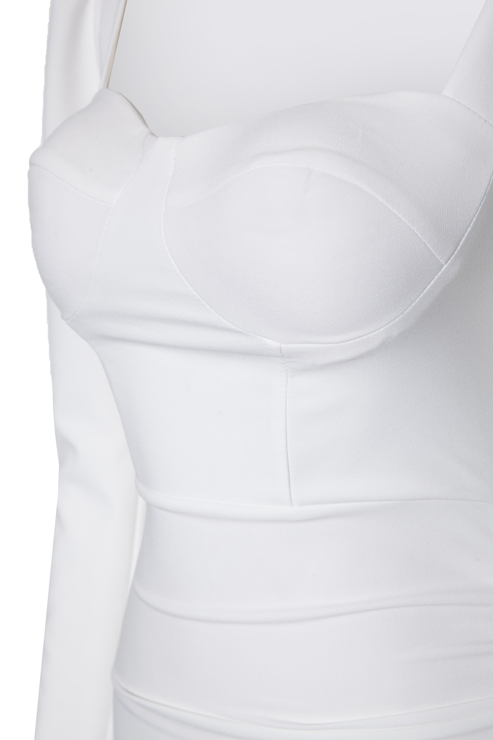 White Crepe Long Sleeve Maxi Dress