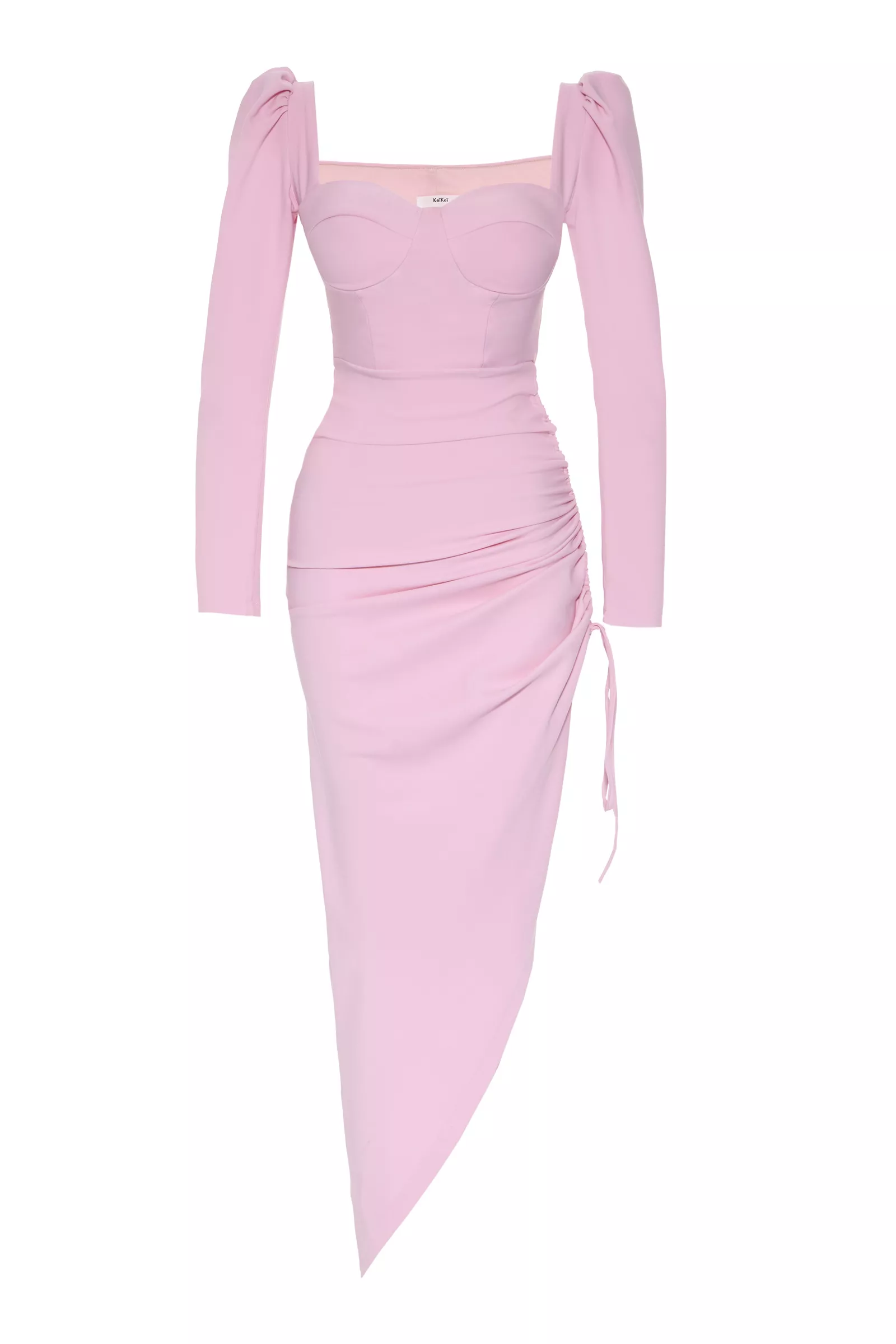 New Powder Crepe Long Sleeve Maxi Dress