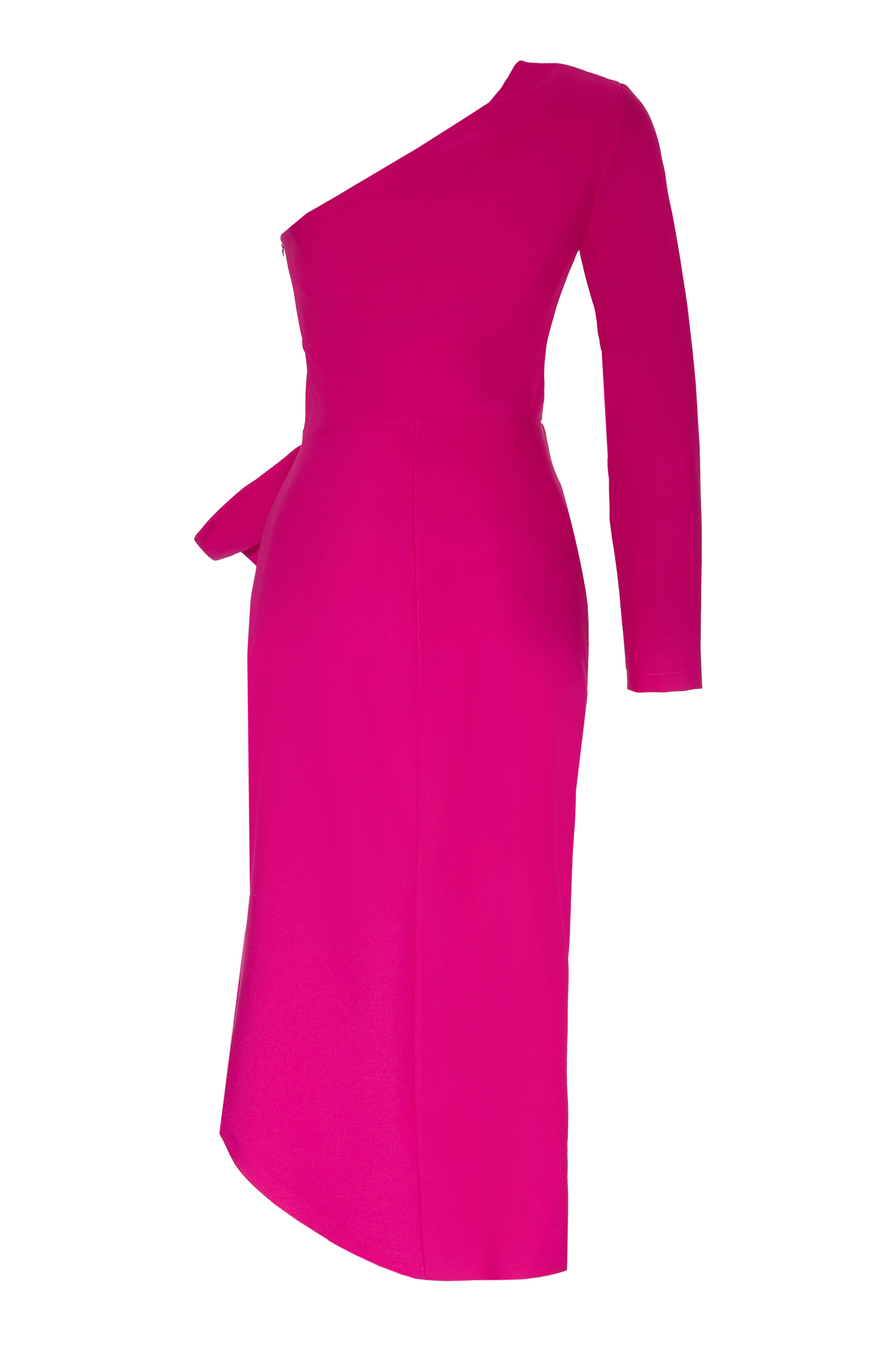 Fuchsia Crepe Midi Dress