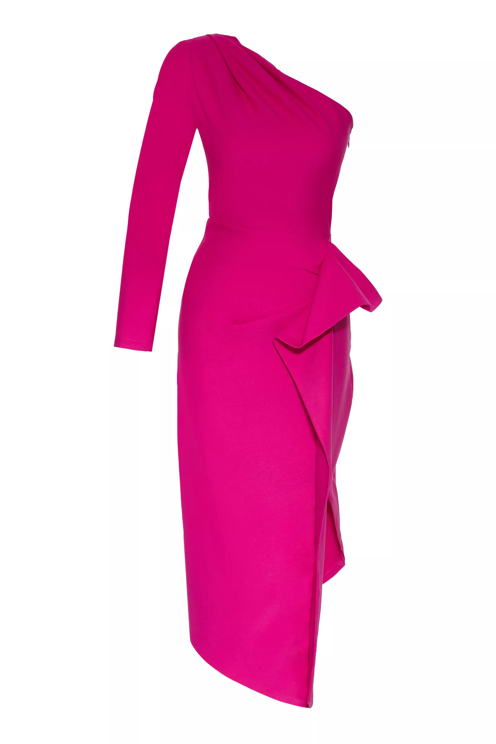 Fuchsia Crepe Midi Dress