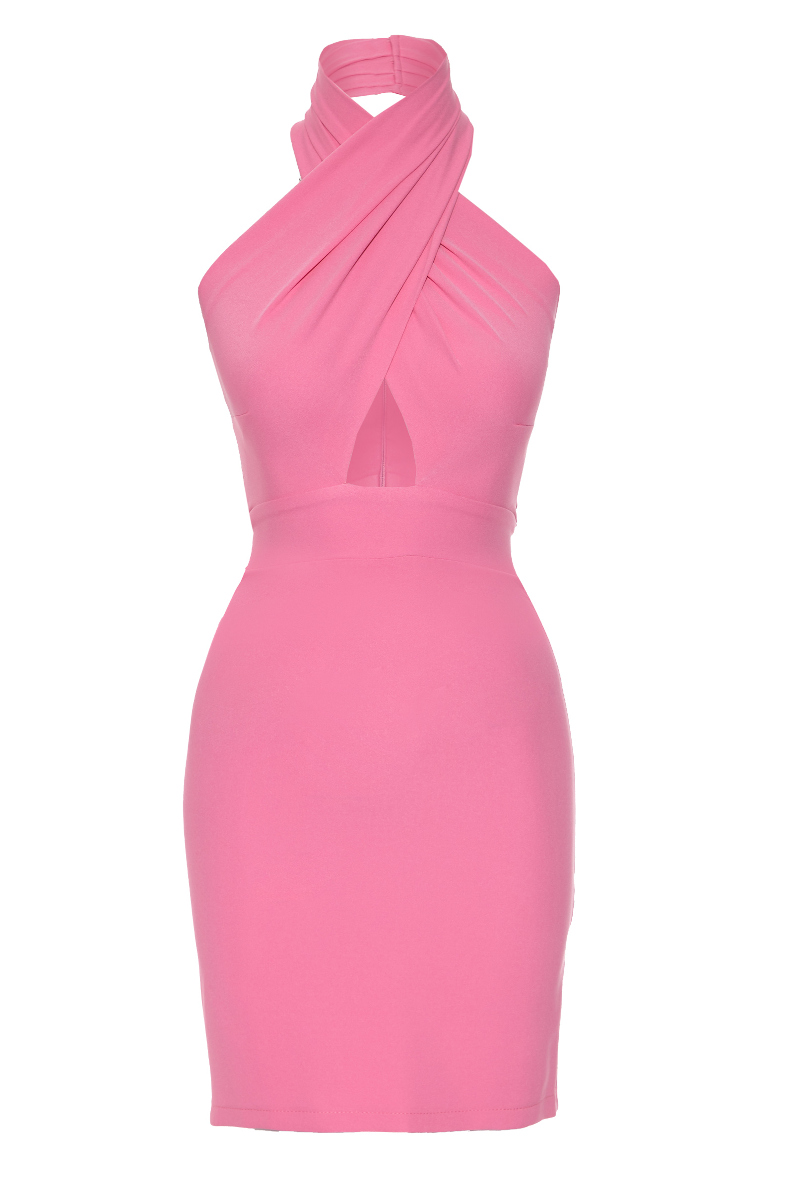 Pink Crepe Sleeveless Mini Dress