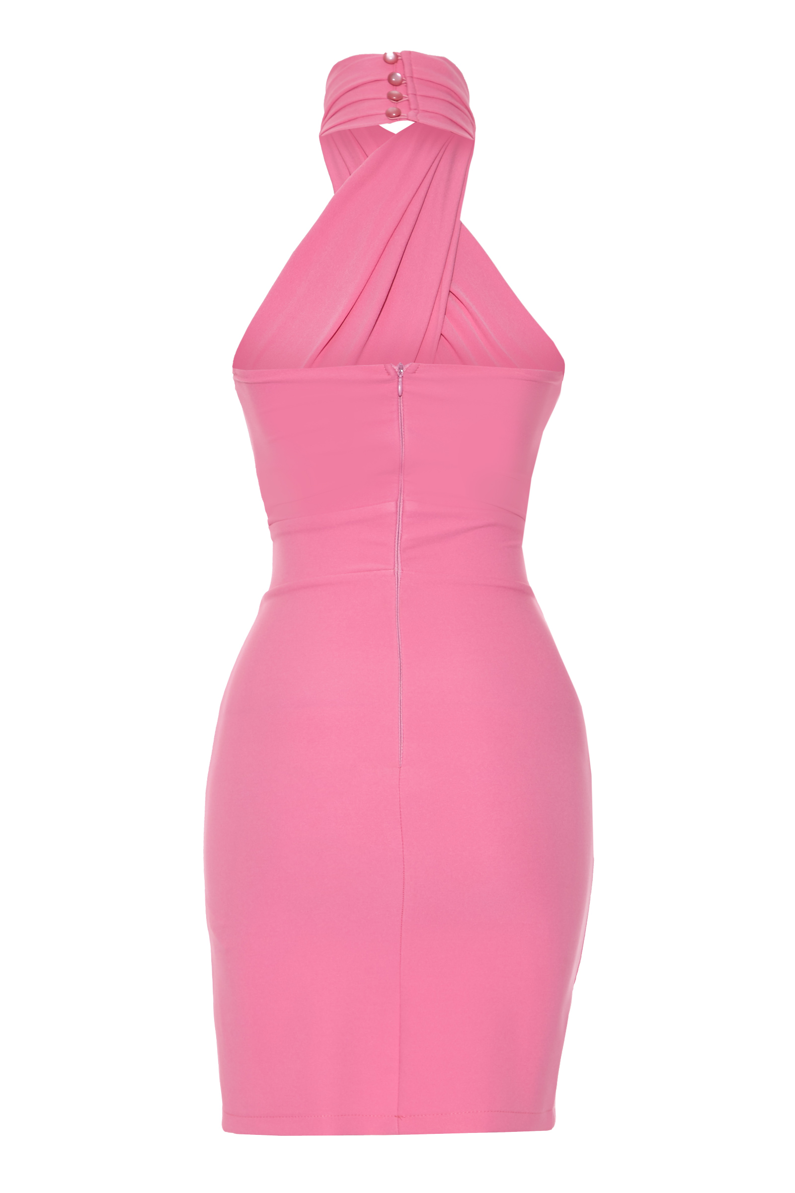 Pink Crepe Sleeveless Mini Dress