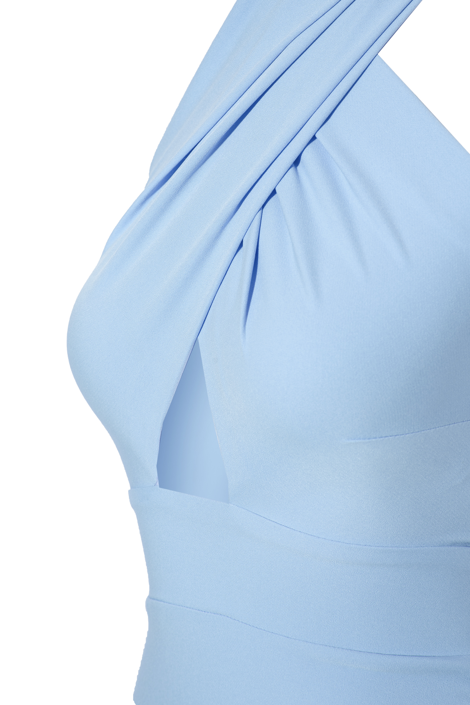 Blue Crepe Sleeveless Mini Dress
