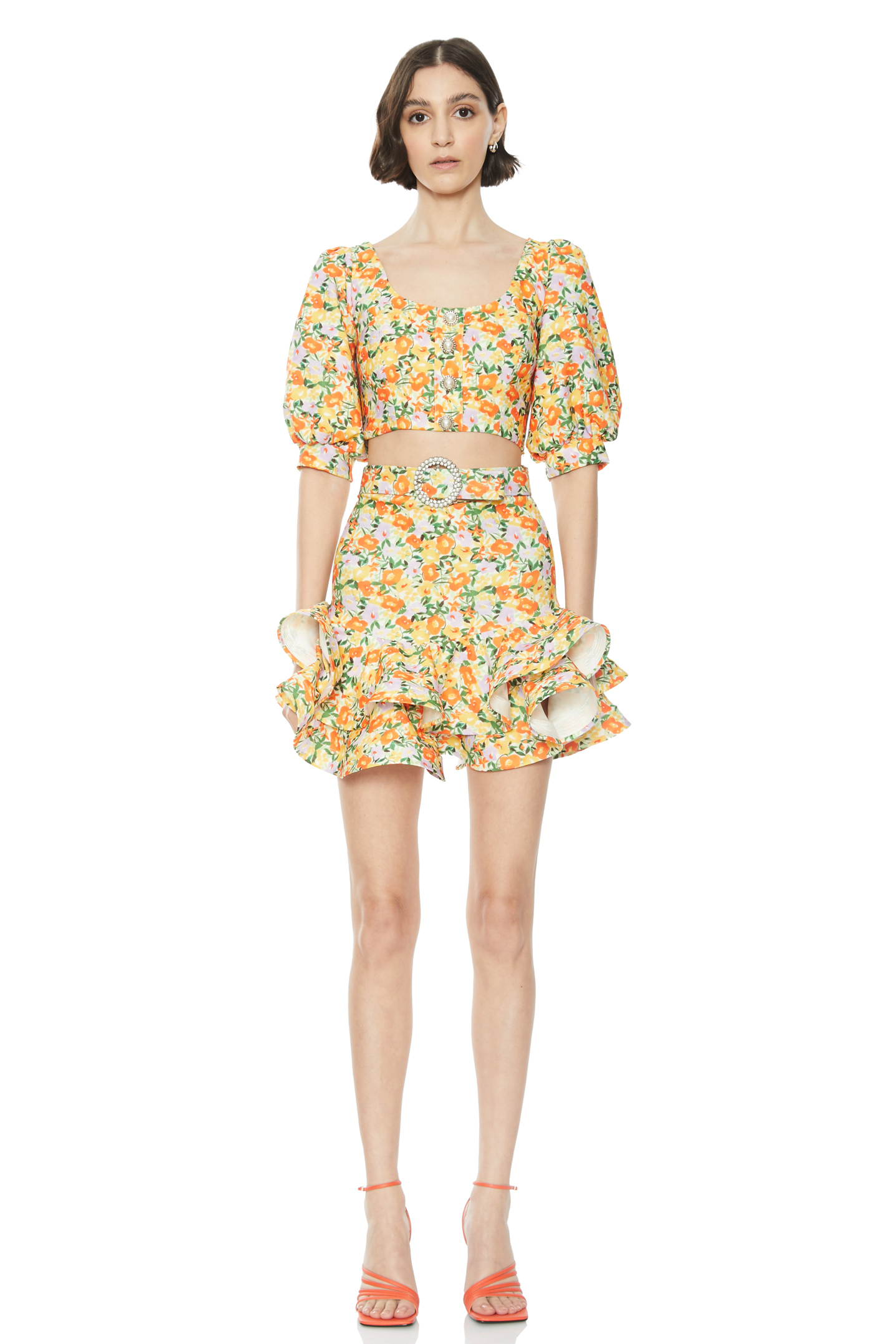 Printed Crepe Short Sleeve Mini Dress