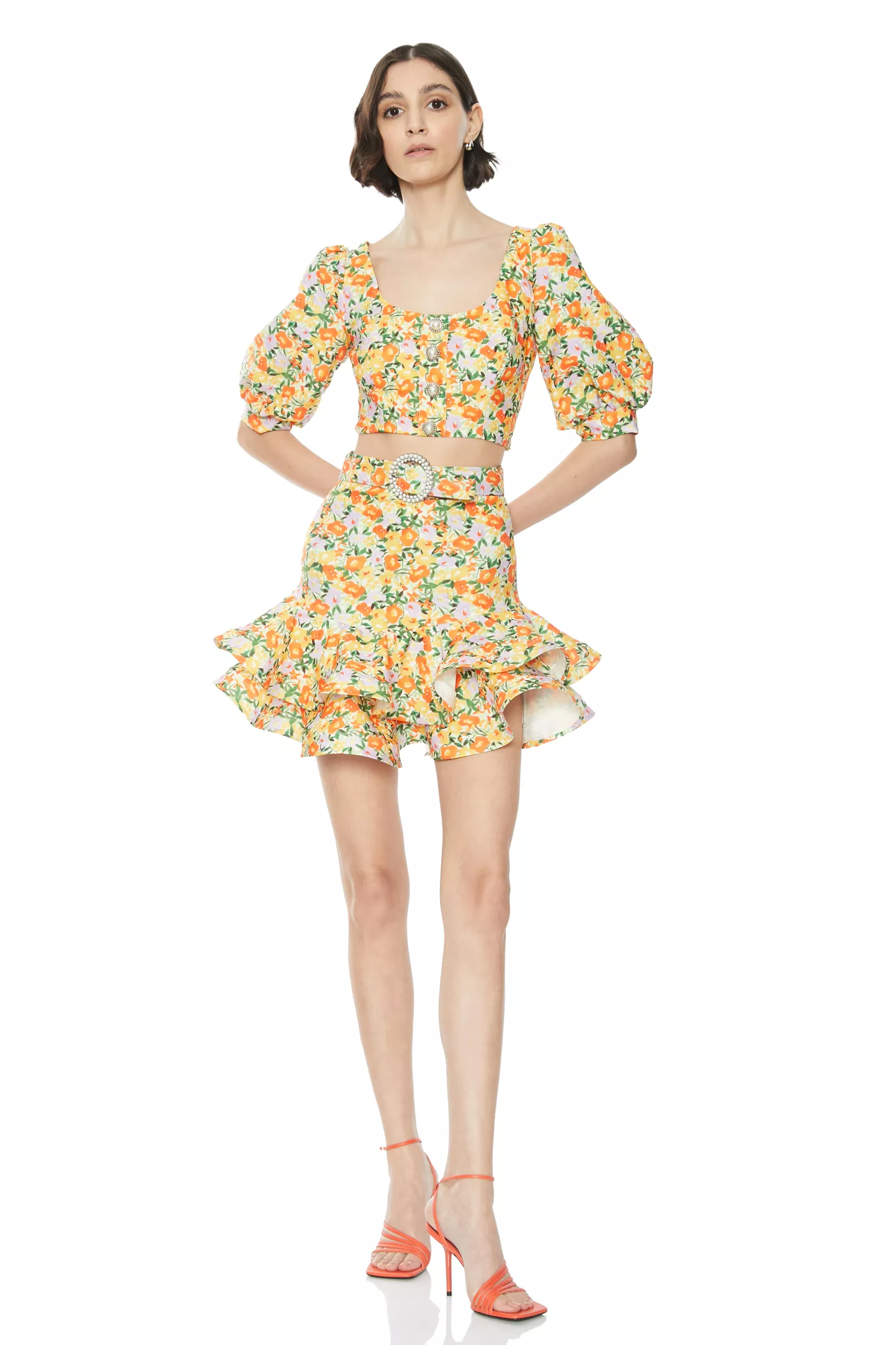 Printed Crepe Short Sleeve Mini Dress
